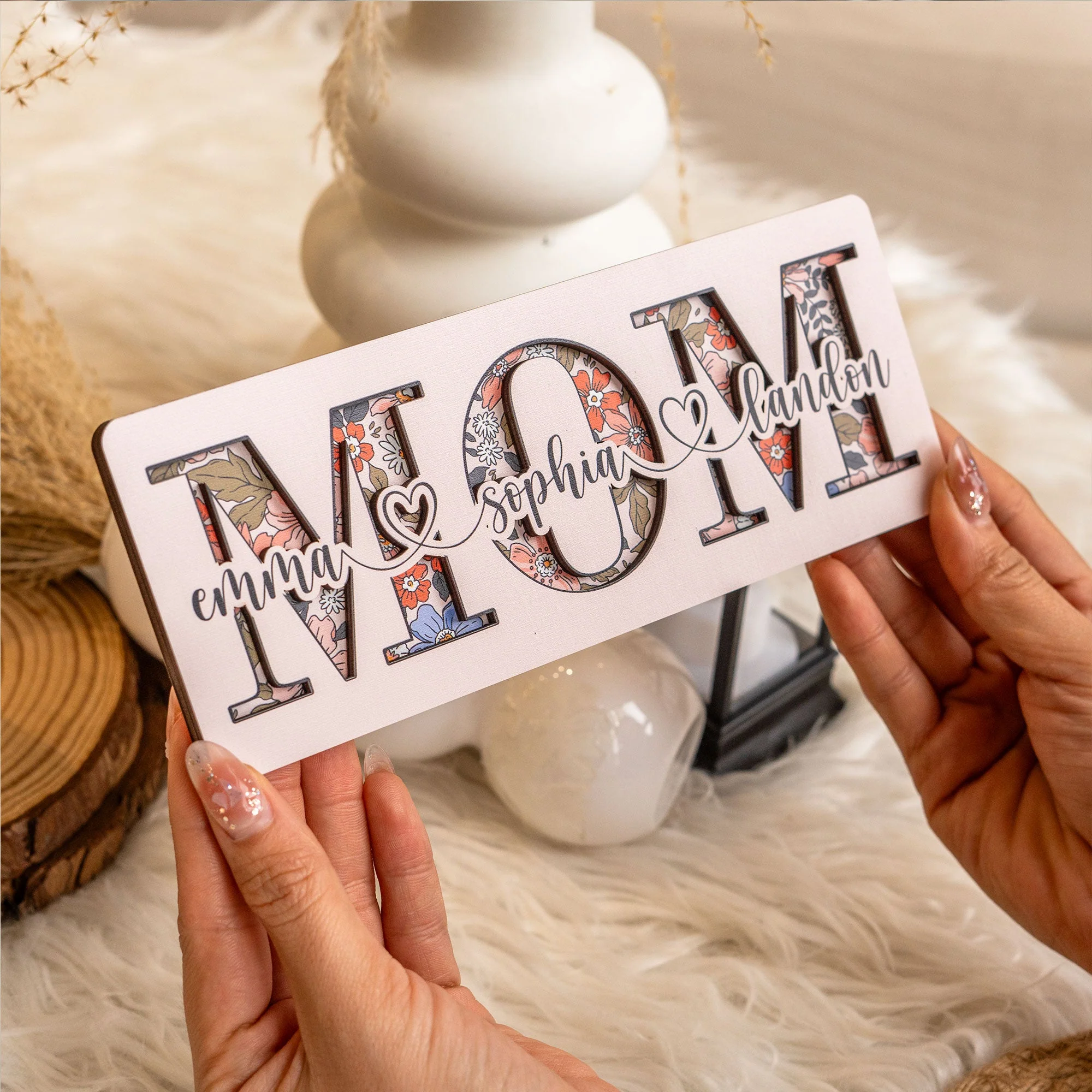 We Love You Mom Mother's Day Gift - Personalized Wooden Plaque - Image 3