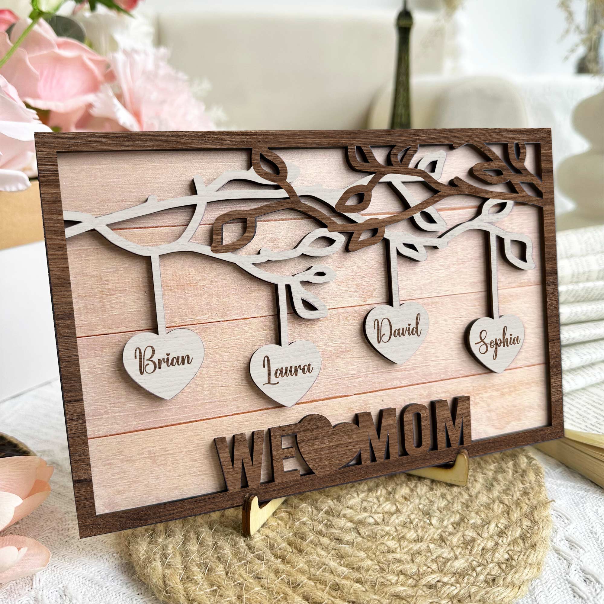 We Love You Mom - Personalized Wooden Plaque - Image 3