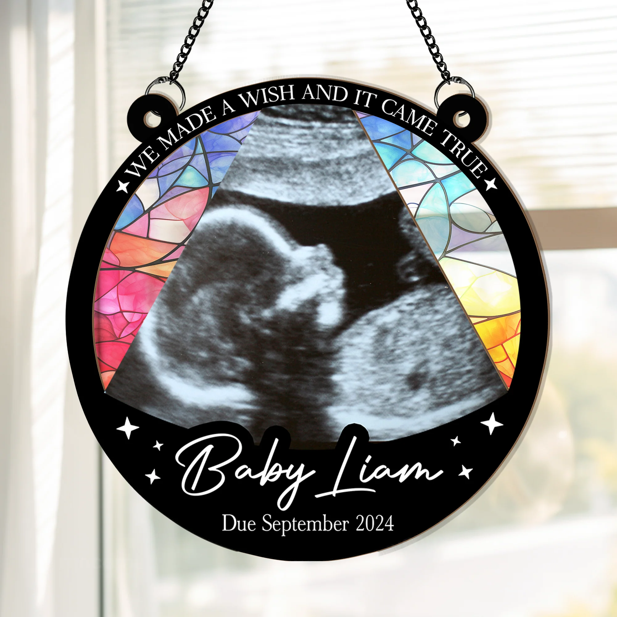 We Made A Wish - Personalized Window Hanging Suncatcher Photo Ornament - Image 2