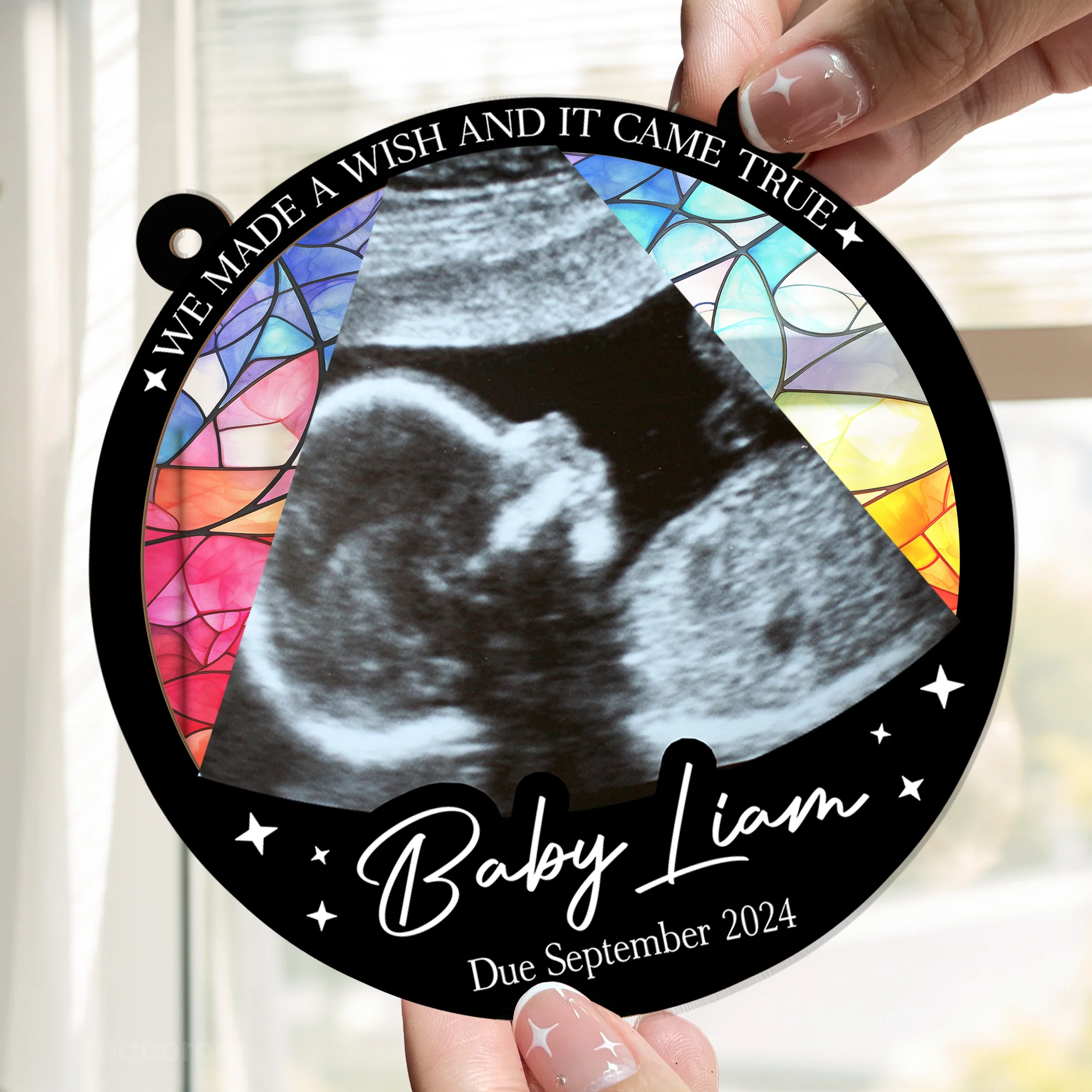 We Made A Wish - Personalized Window Hanging Suncatcher Photo Ornament - Image 4
