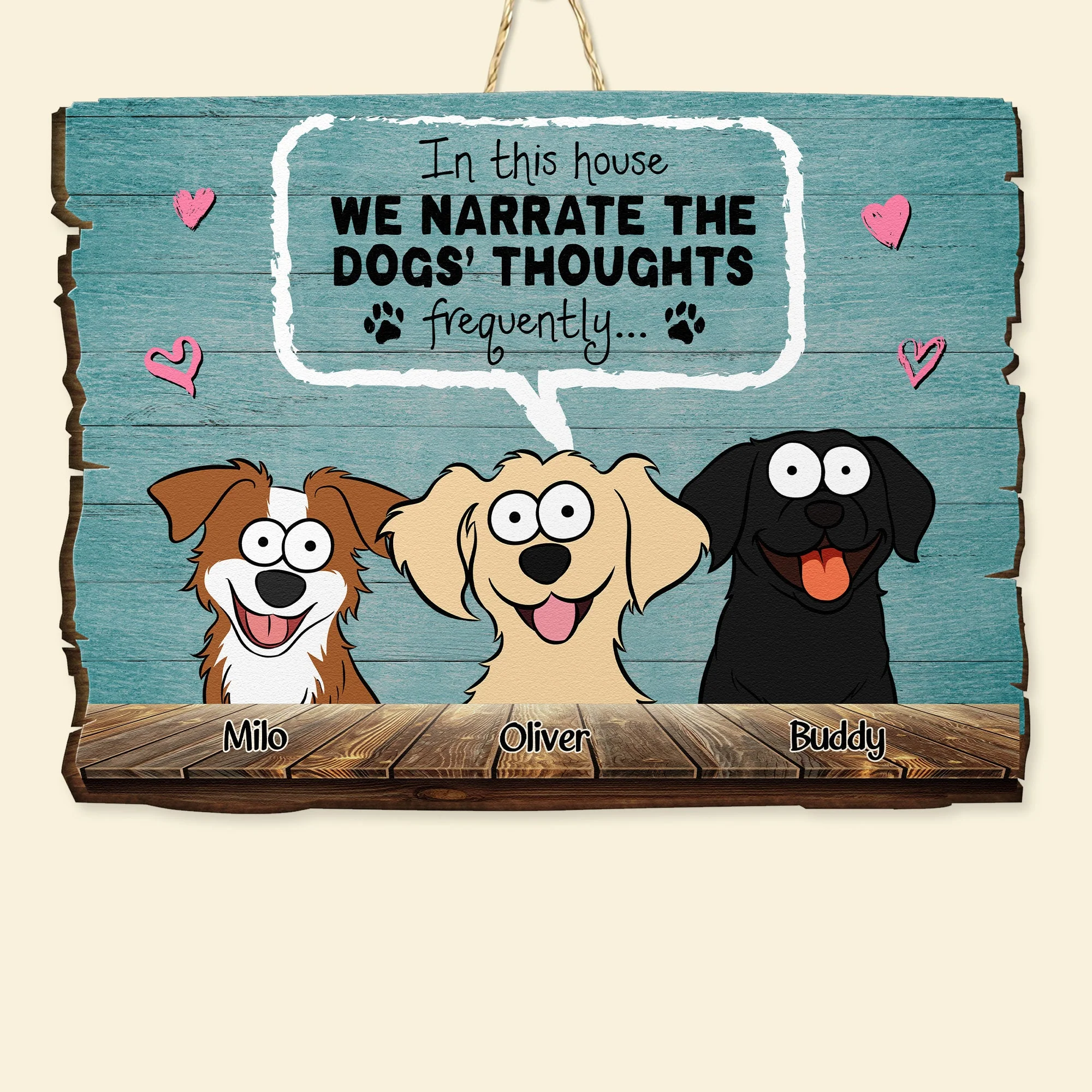 We Narrate The Pets' Thoughts - Personalized Custom Shaped Wood Sign - Image 3