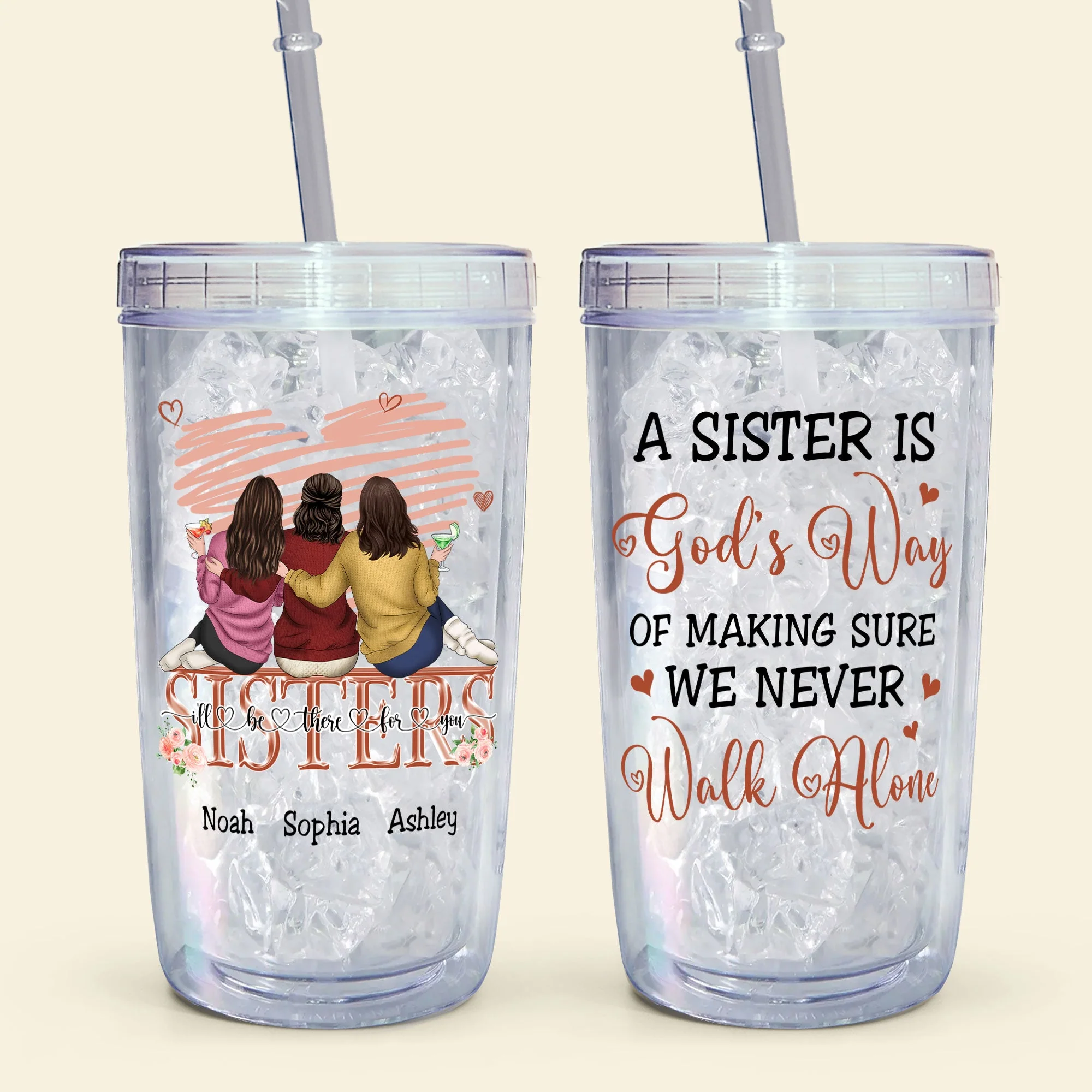 We Never Walk Alone - Personalized Acrylic Tumbler With Straw - Image 2