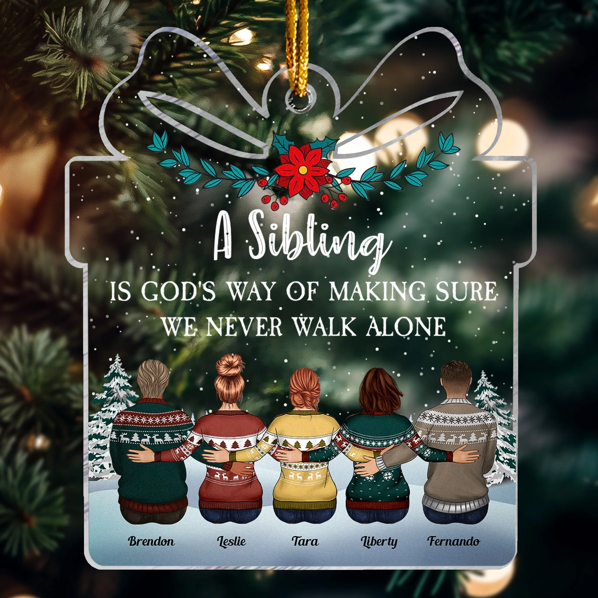 We Never Walk Alone - Personalized Present Shaped Acrylic Ornament - Image 2
