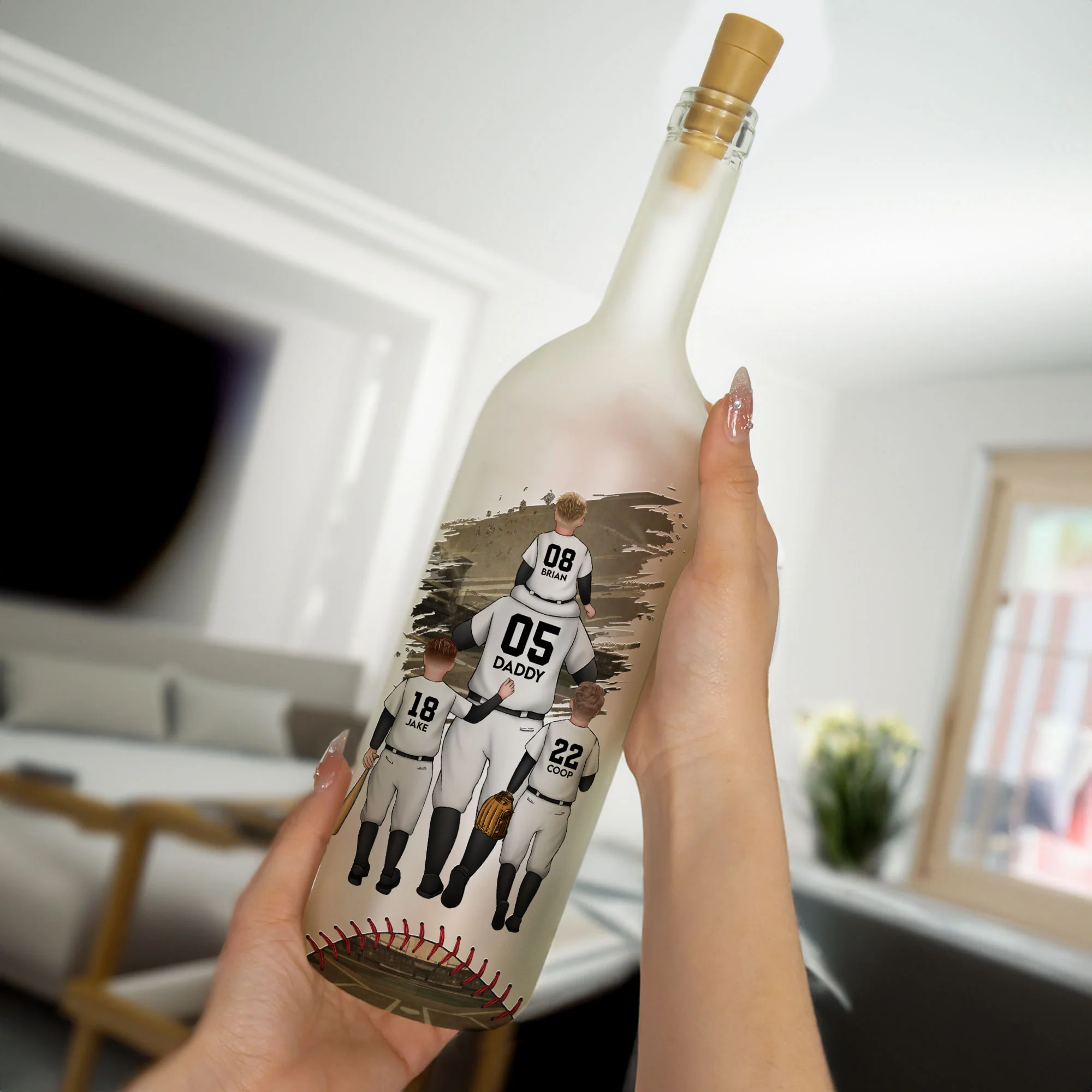 We Scored A Home Run Baseball Dad Dad Gift - Personalized Bottle Lamp - Image 3
