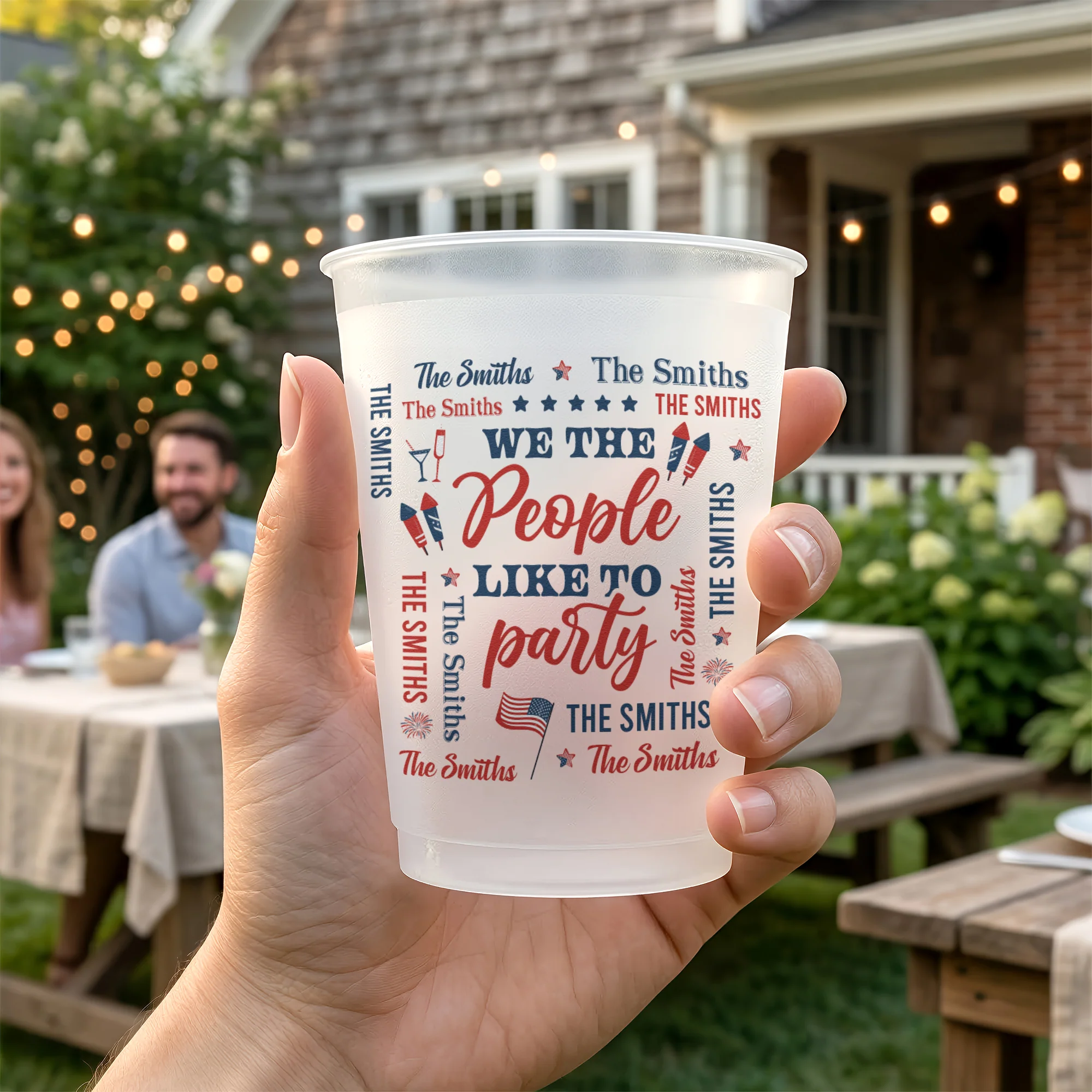 We The People Like To Party Patriotic Repeating Family Name - Personalized Cups - Image 3