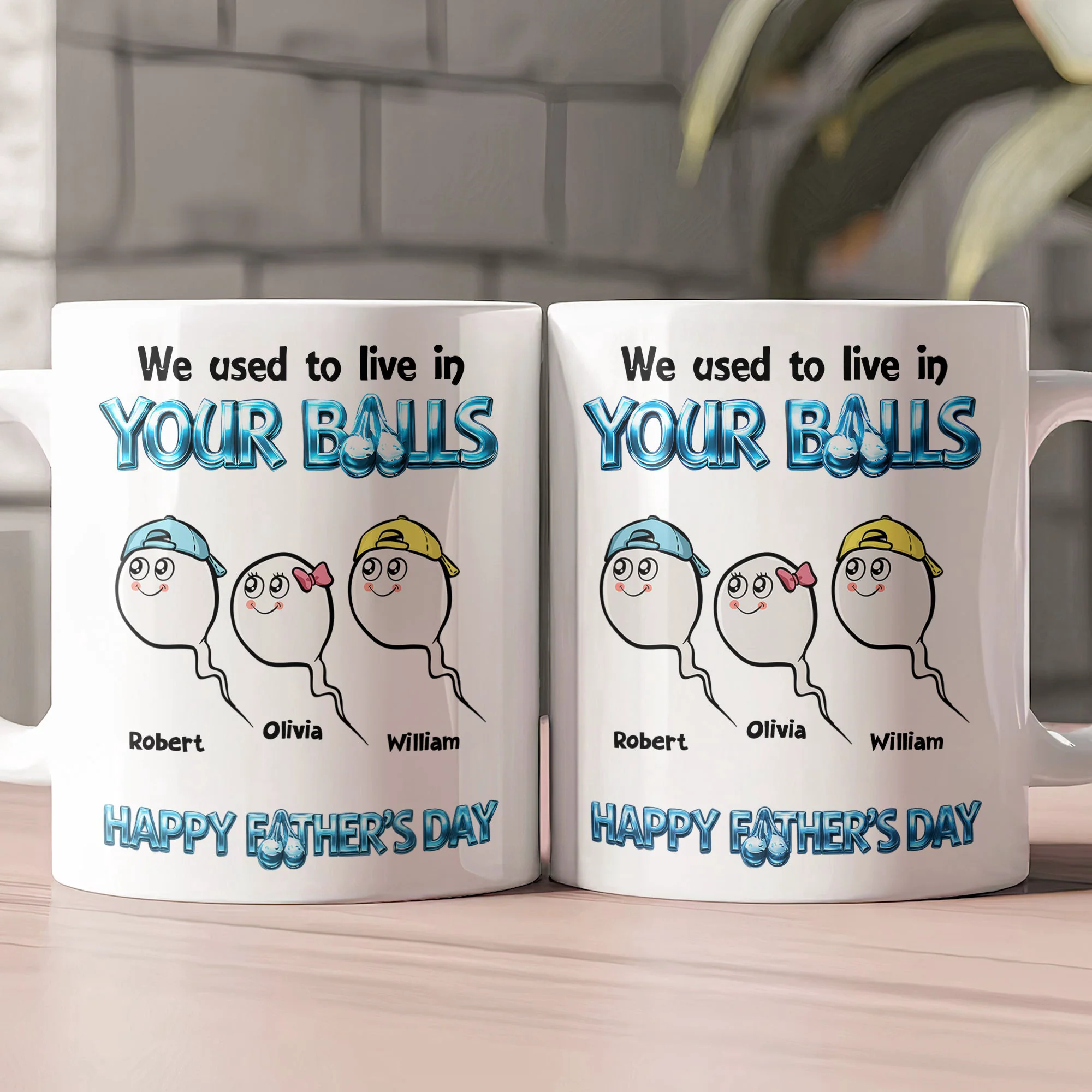 We Used To Live In Your Balls - Happy Father's Day - Personalized Mug - Image 2