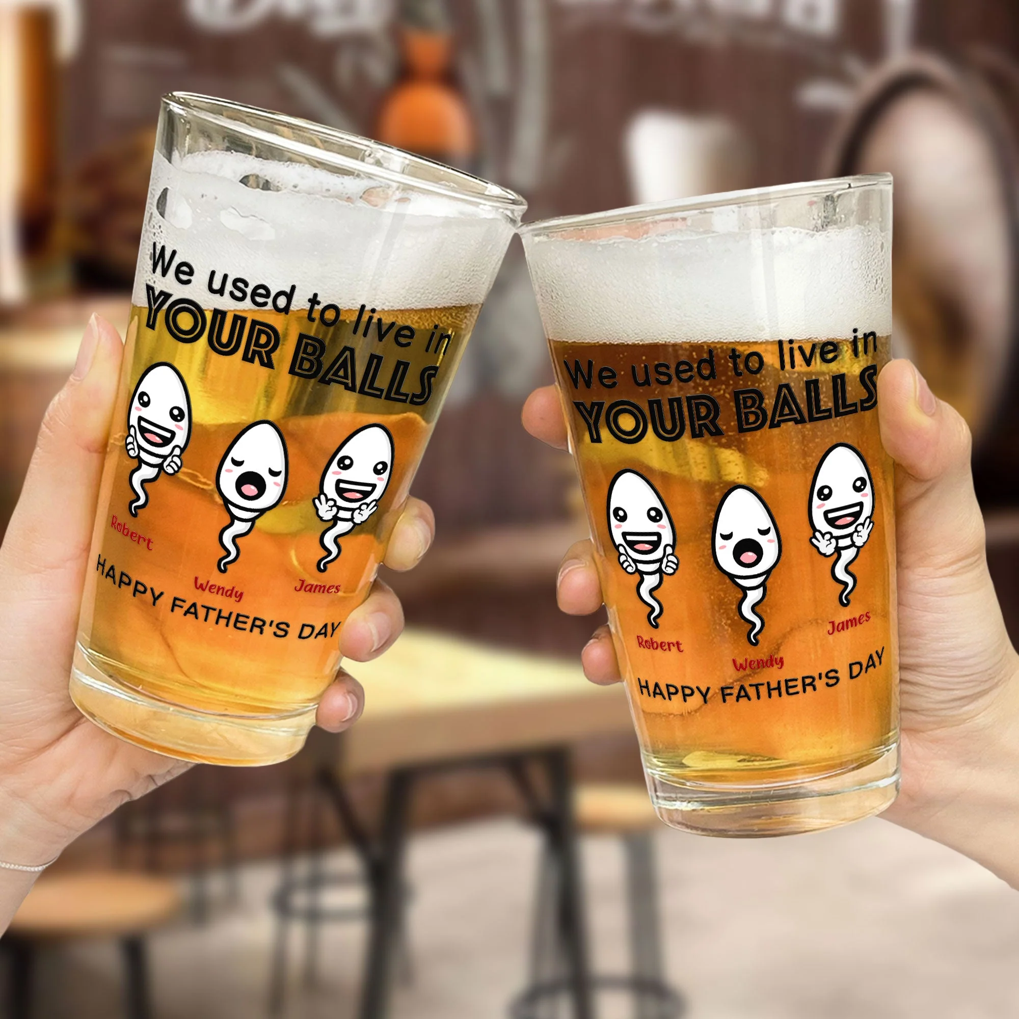 We Used To Live In Your Balls - Personalized Beer Glass - Image 3