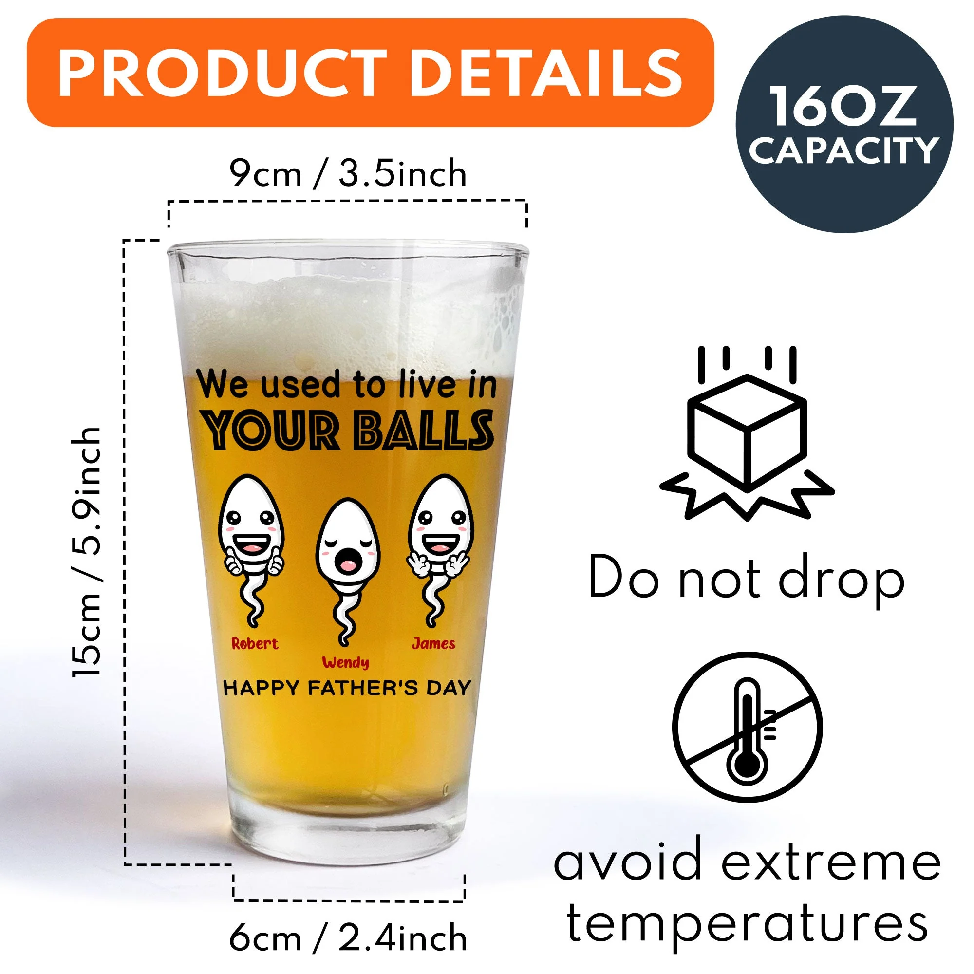 We Used To Live In Your Balls - Personalized Beer Glass - Image 5