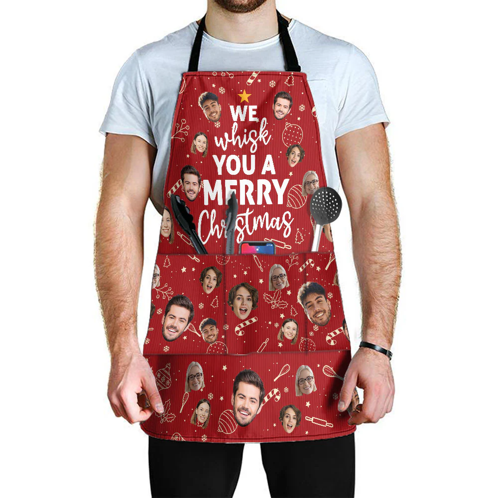 We Whisk You A Merry Christmas - Personalized Photo Apron With Pocket - Image 6