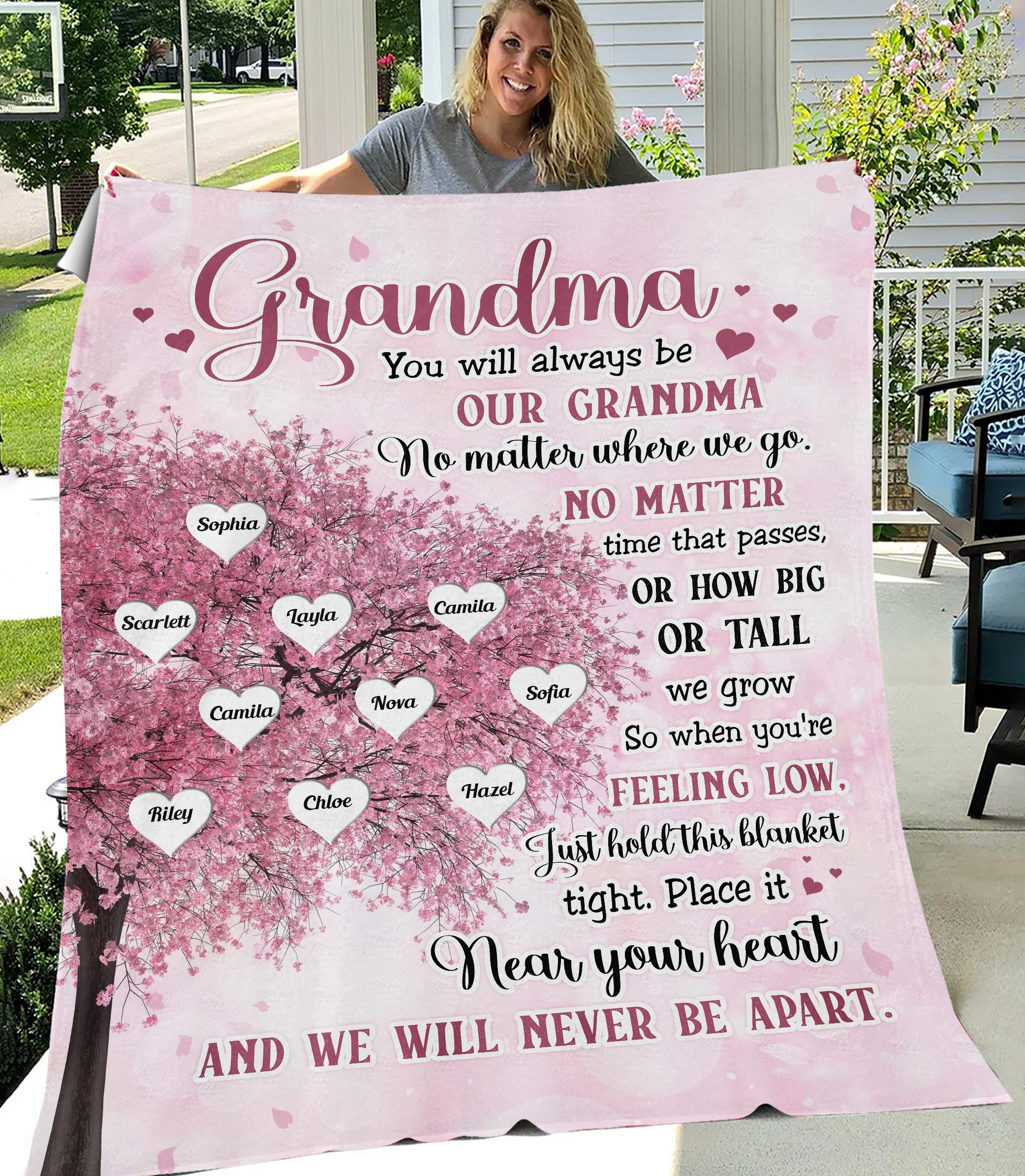 We Will Never Be Apart Grandma - Personalized Blanket - Birthday Mother's Day Gift For Mom, Grandma, Nana - Image 2
