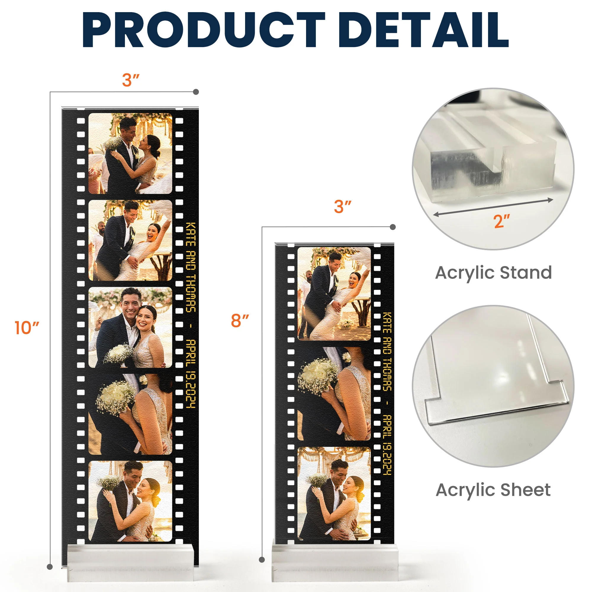 Wedding Couple Photo Film - Custom Acrylic Photo Film Strip - Image 5