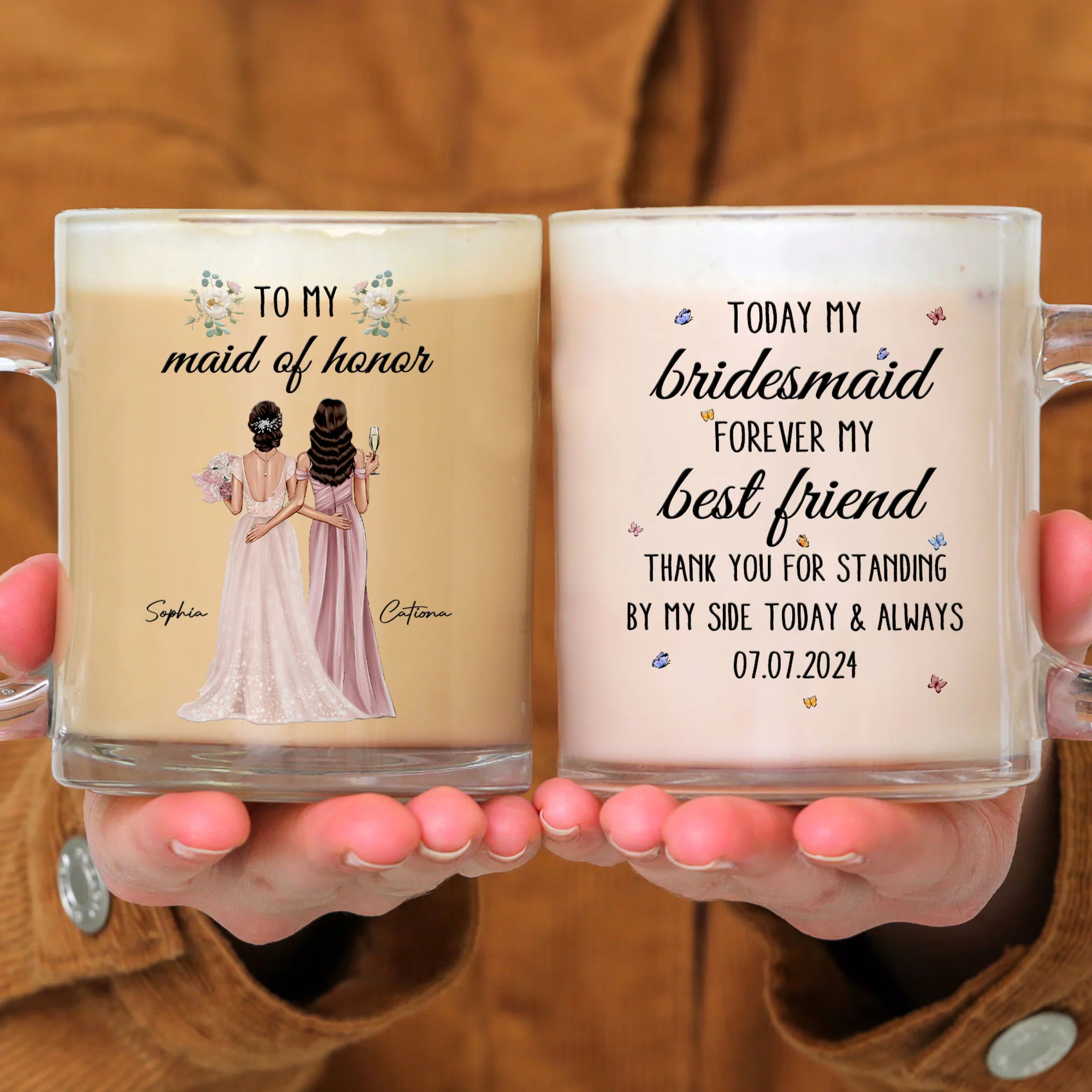 Wedding Gift For Bridesmaid Today Bridesmaid Forever Friend - Personalized Glass Mug - Image 4