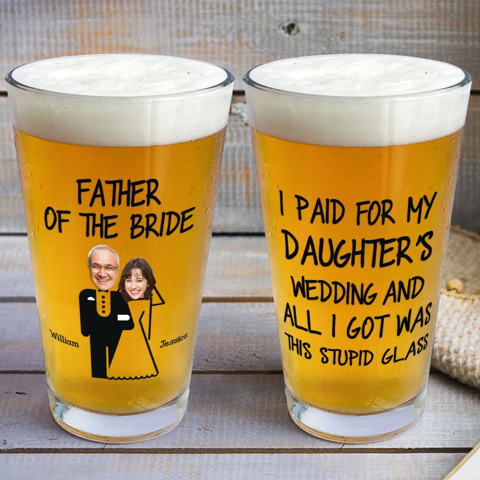 Wedding Gift For Dad I Paid For My Daughter's Wedding - Personalized Photo Beer Glass - Image 4