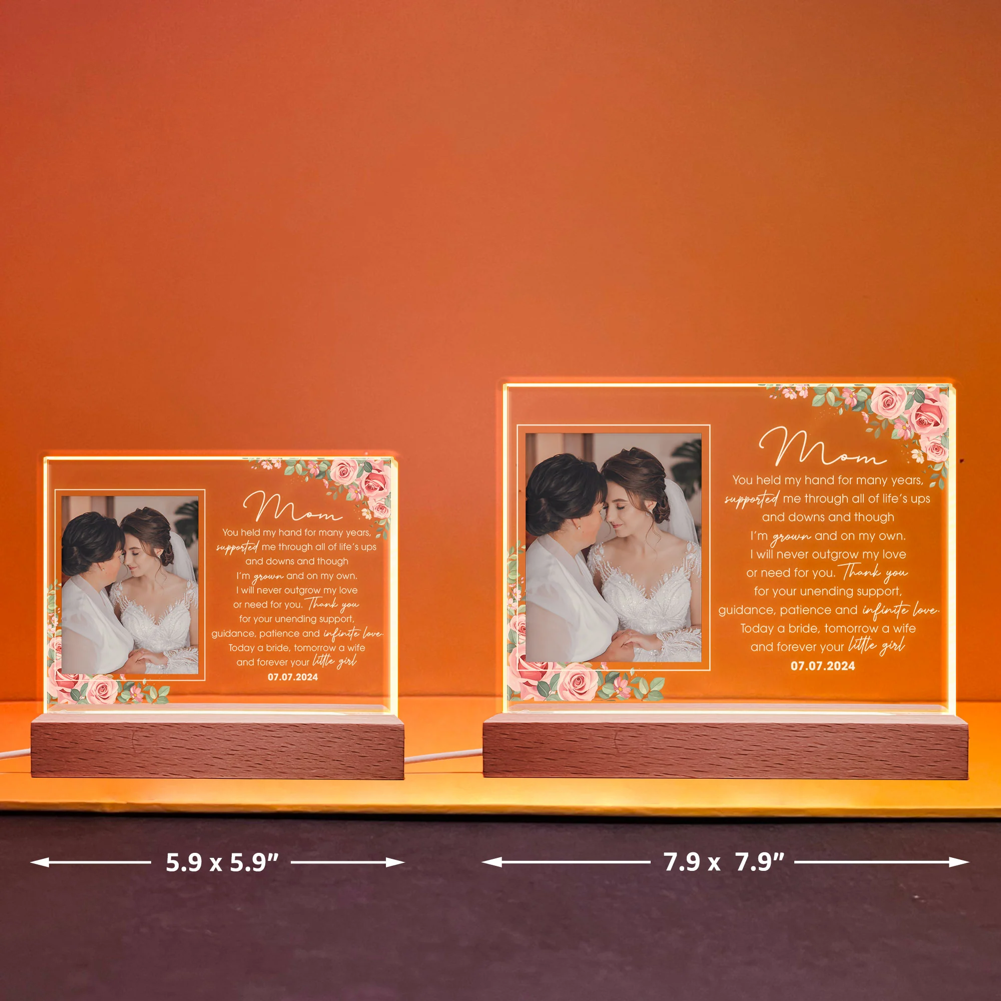 Wedding Gift For Mom From Bride - Personalized Photo LED Light - Image 7