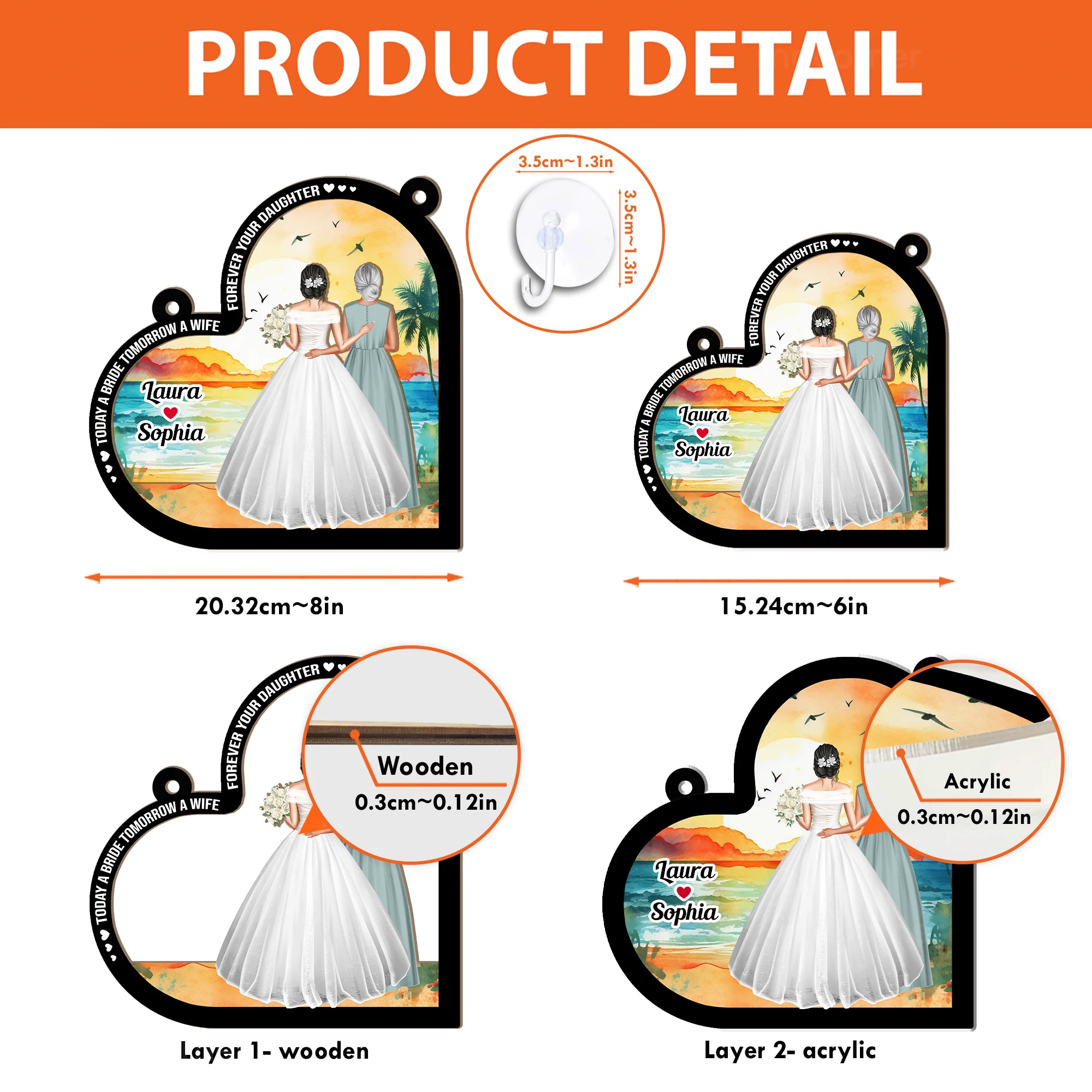 Wedding Gift For Mom Today A Bride - Personalized Window Hanging Suncatcher Ornament - Image 4