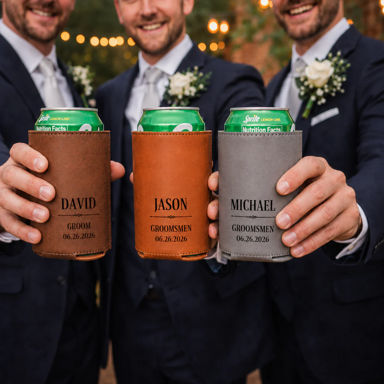 Wedding Party Gift Wedding Favors Engraved Name & Date - Personalized Can Cooler
