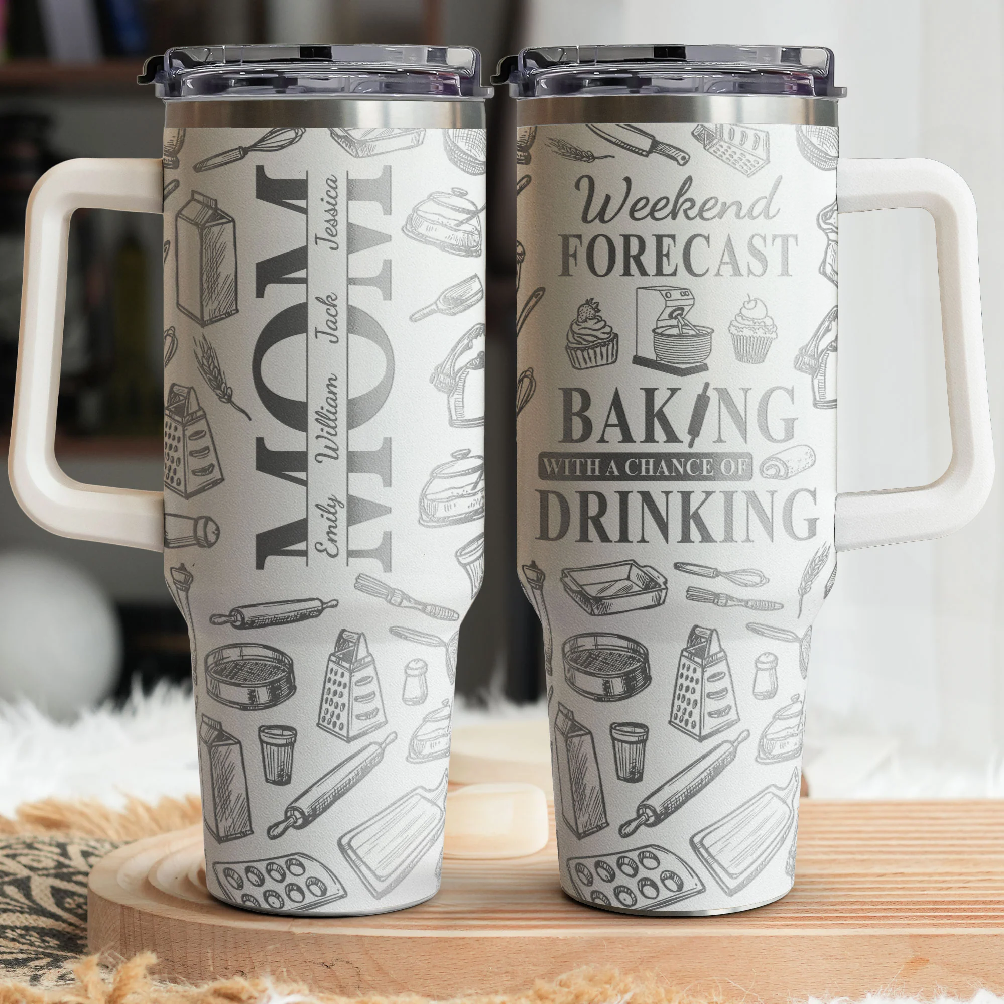 Weekend Forecast Baking With A Chance Of Drinking - Personalized 40oz Tumbler - Image 2