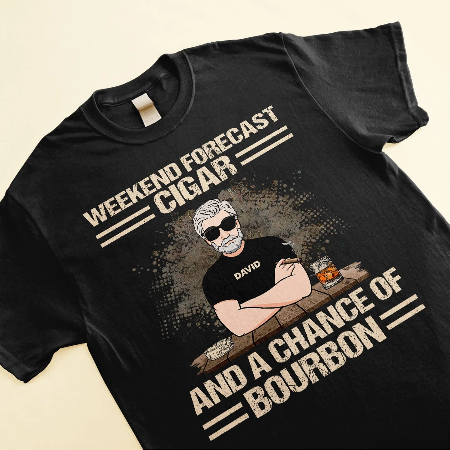 Weekend Forecast Cigar And A Chance Of Bourbon - Personalized Shirt - Father's Day Gift For Daddy, Father, Dad, Papa - Image 3