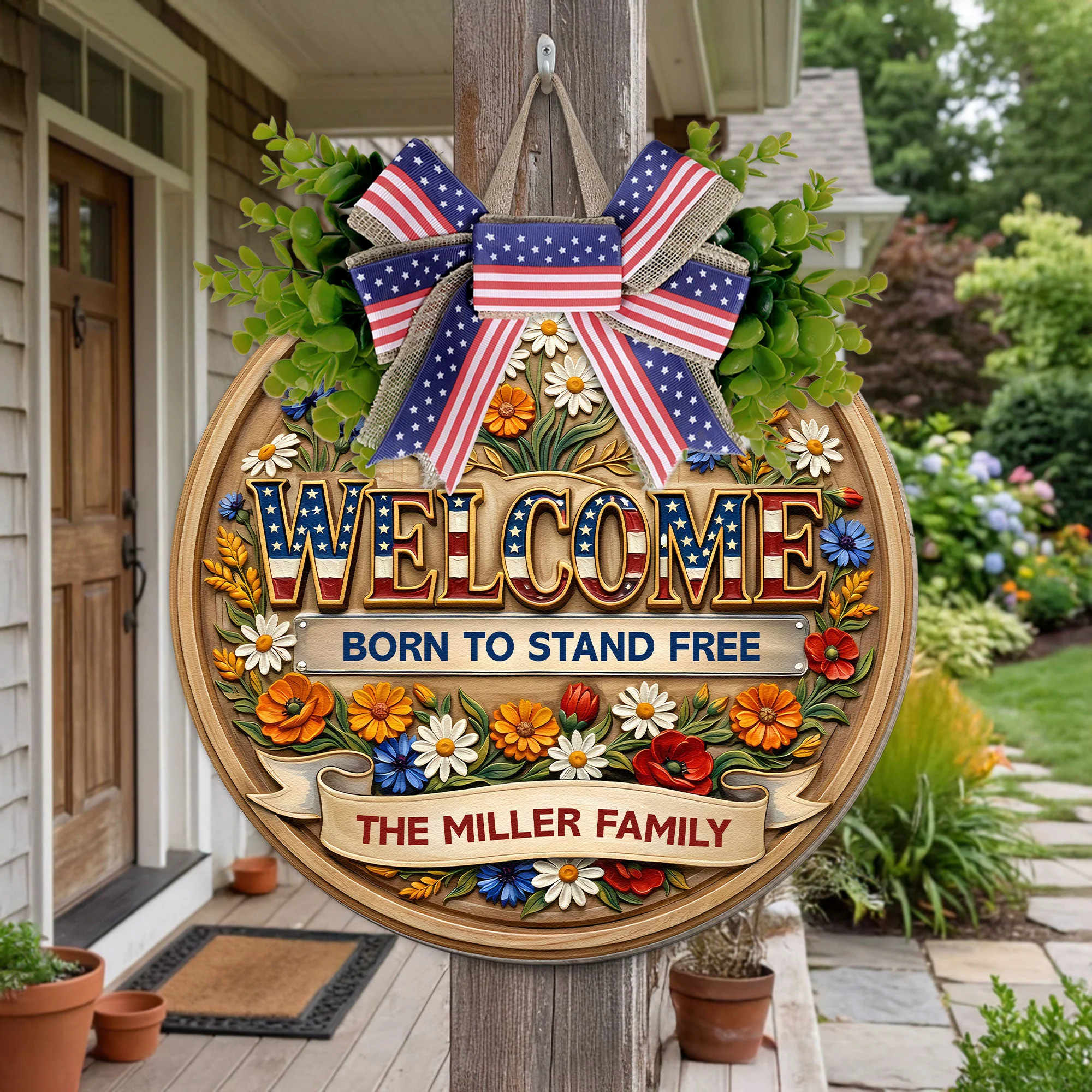 Welcome 250 Years Of Freedom - Personalized Wood Sign - Image 3