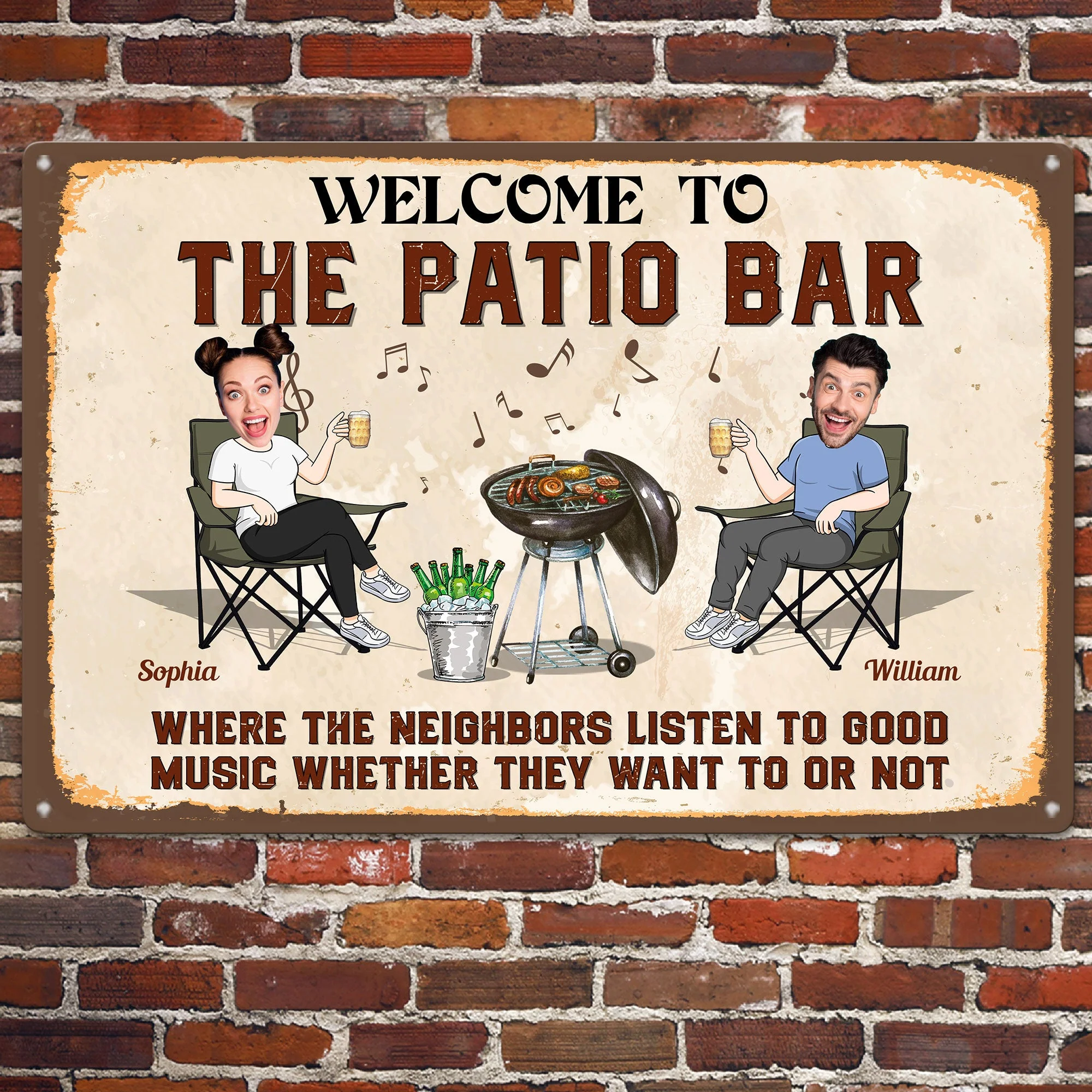 Welcome And Listen To The Good Music  - Personalized Metal Photo Sign - Image 2