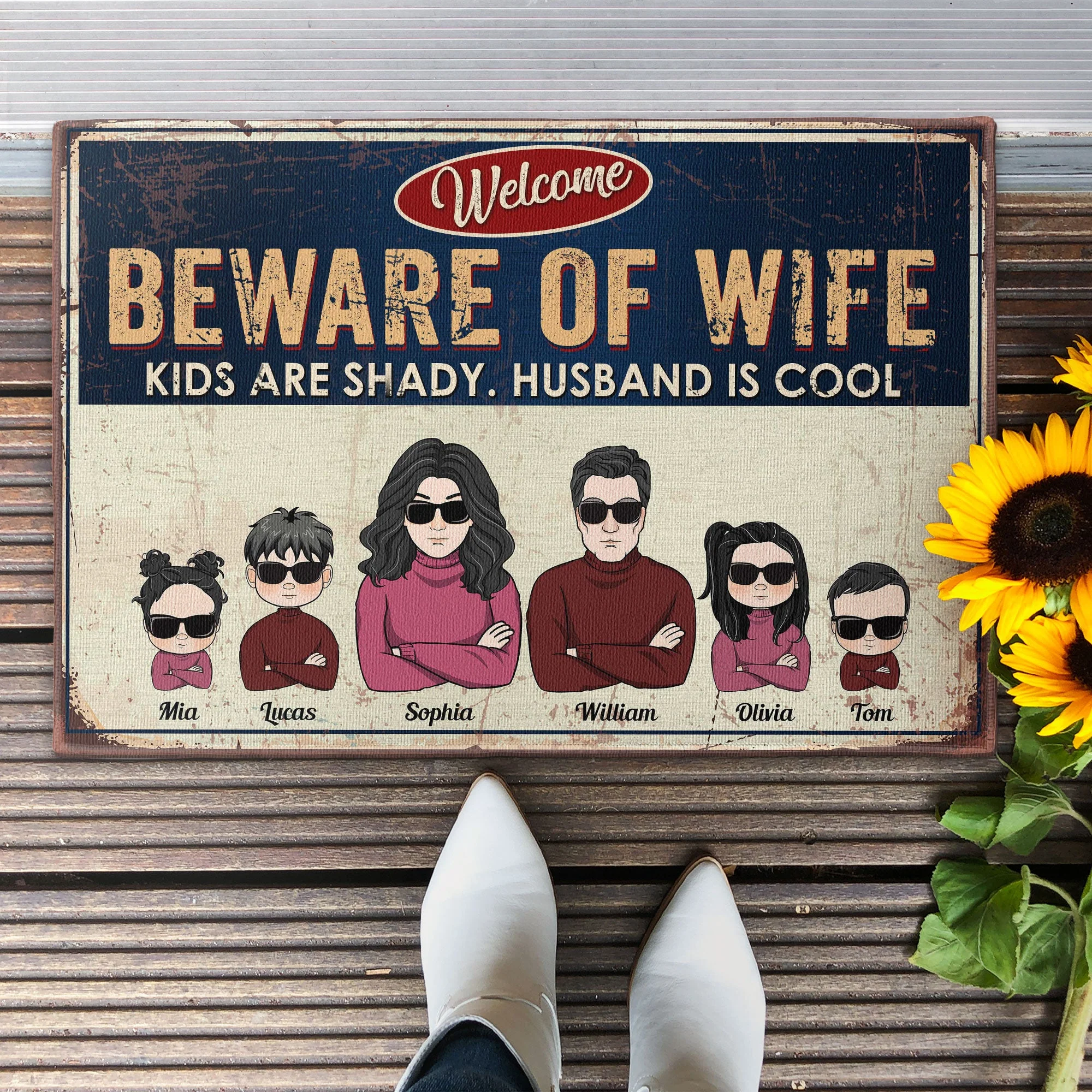 Welcome Beware Of Wife - Personalized Doormat - Funny Gift Housewarming Gift For Family Members, Friends - Image 2