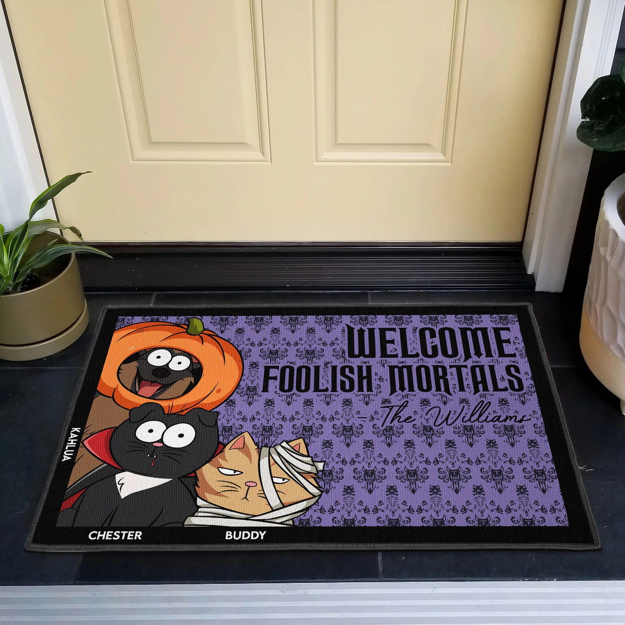 Welcome Foolish Mortals - New Version - Personalized Doormat - Image 5