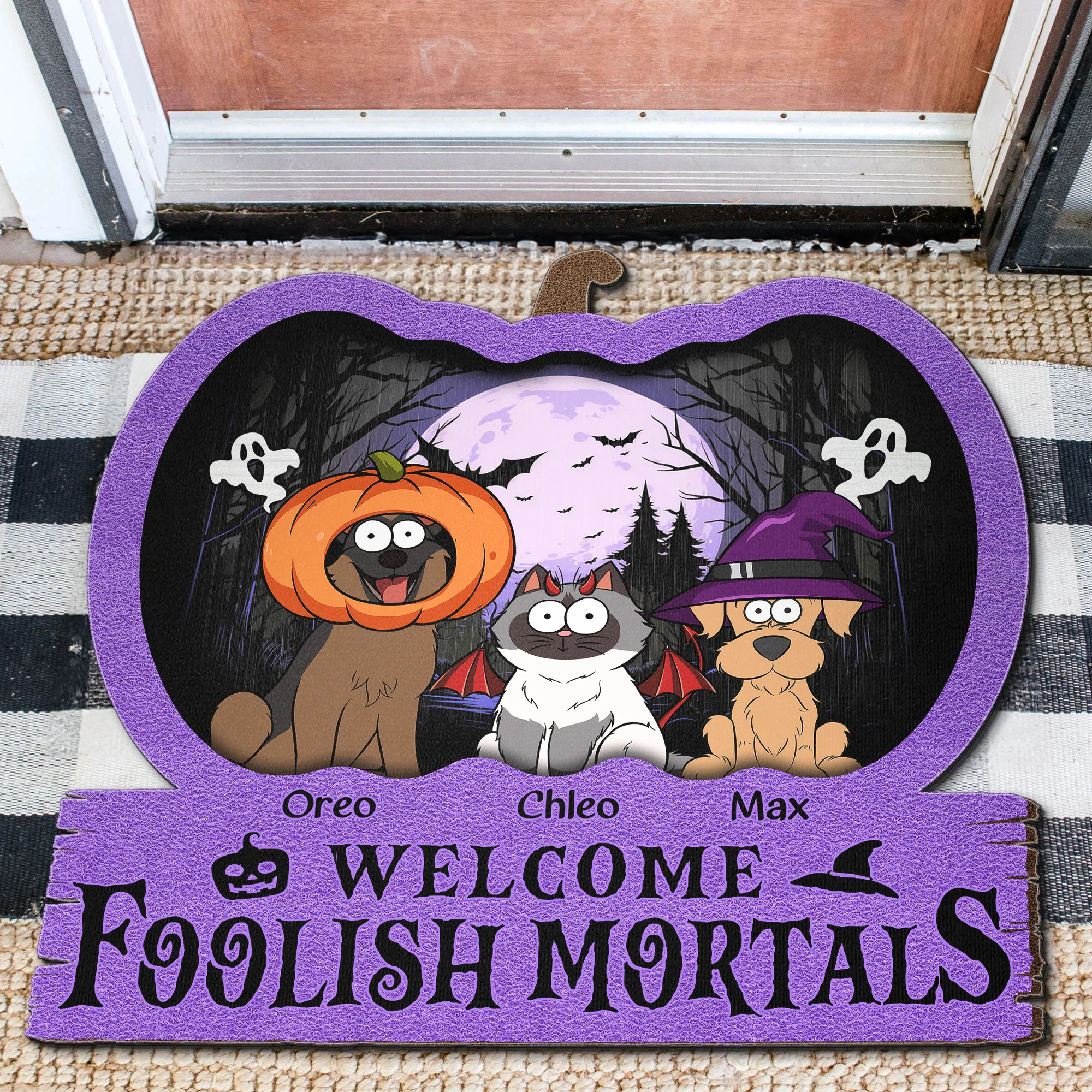 Welcome Foolish Mortals - Personalized Doormat - Image 3