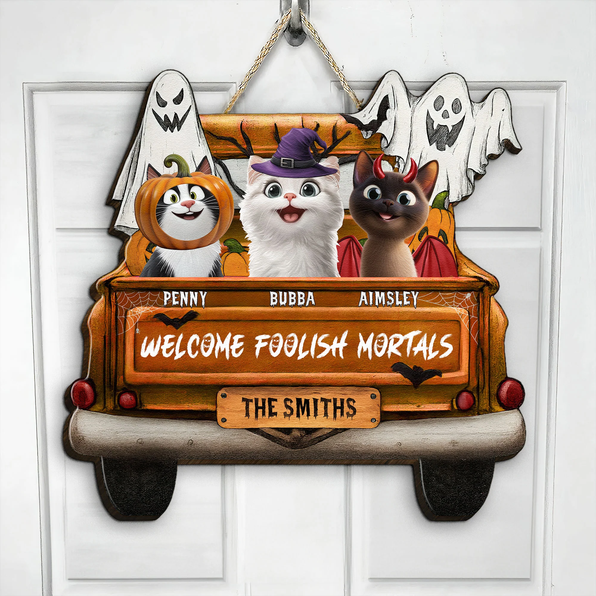 Welcome Foolish Mortals - Personalized Wood Sign - Image 3