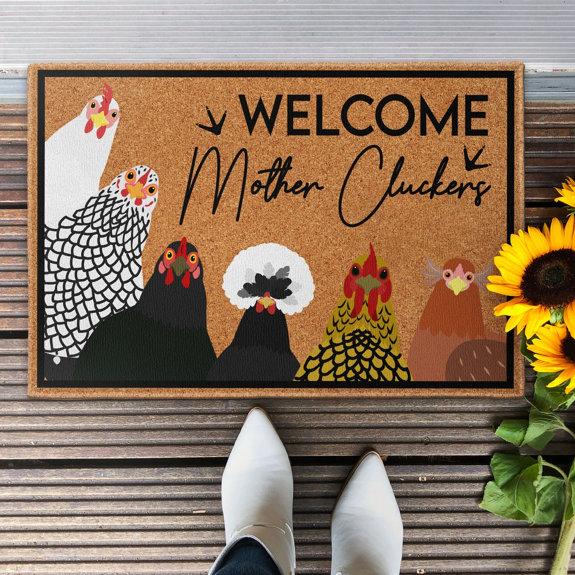Welcome Mother Cluckers - Personalized Doormat - Birthday, Loving, Funny, Home Decor Gift For Farmer, Chicken Lady, Chicken Lover - Image 2