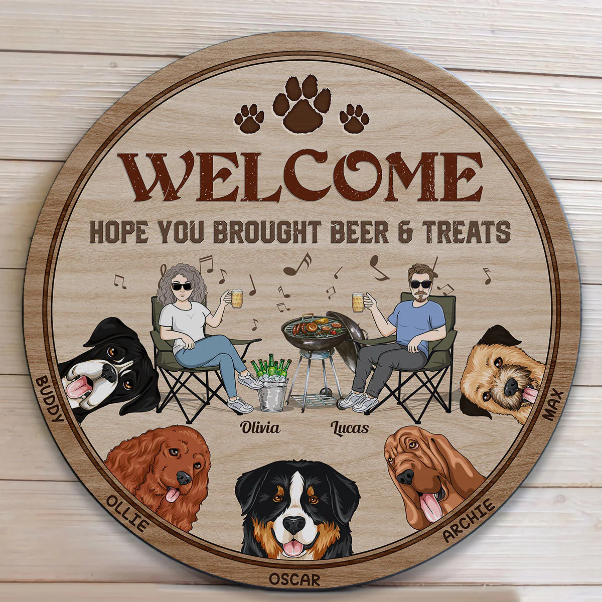 Welcome - Personalized Round Wood Sign - Image 3