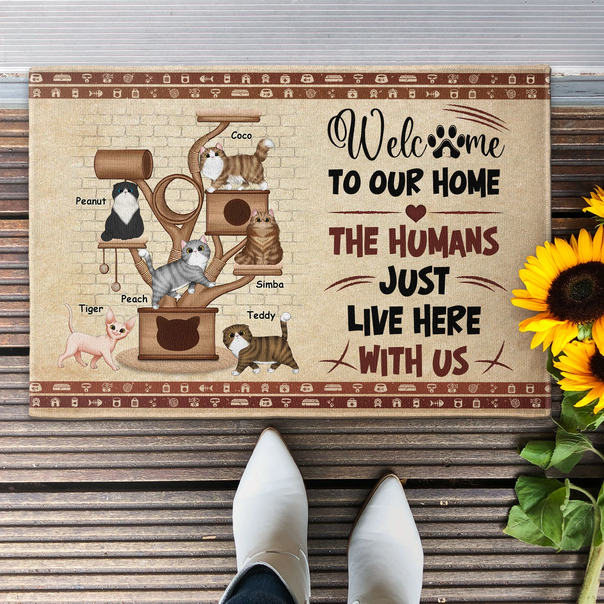 Welcome To Cat's Home - Personalized Doormat - Funny Gift For Family, Cat Lovers, Cat Owner, Porch Decoration, Funny Seasonal Decor - Image 2