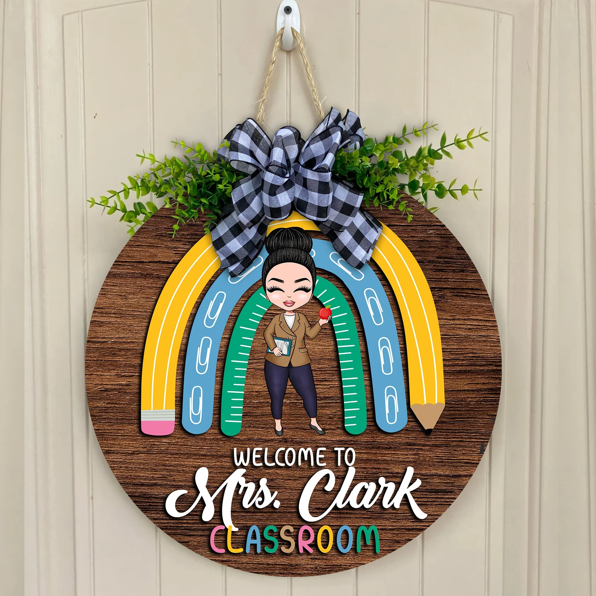 Welcome To My Classroom - Personalized Round Wood Sign - Image 3