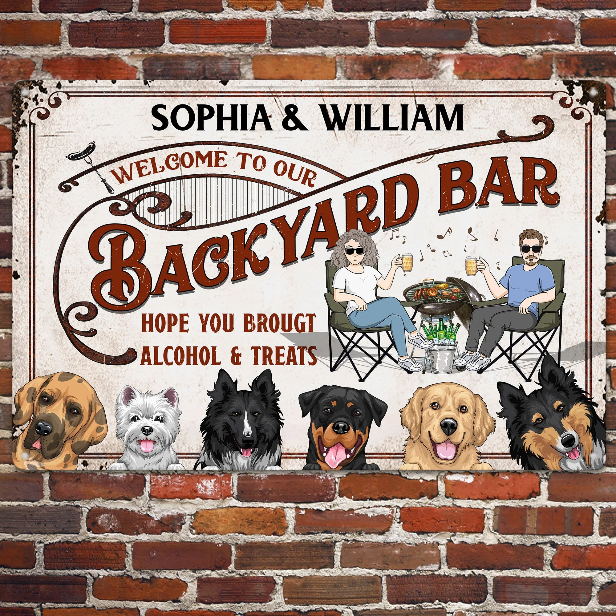 Welcome To Our Backyard Bar - Personalized Metal Sign - Image 2