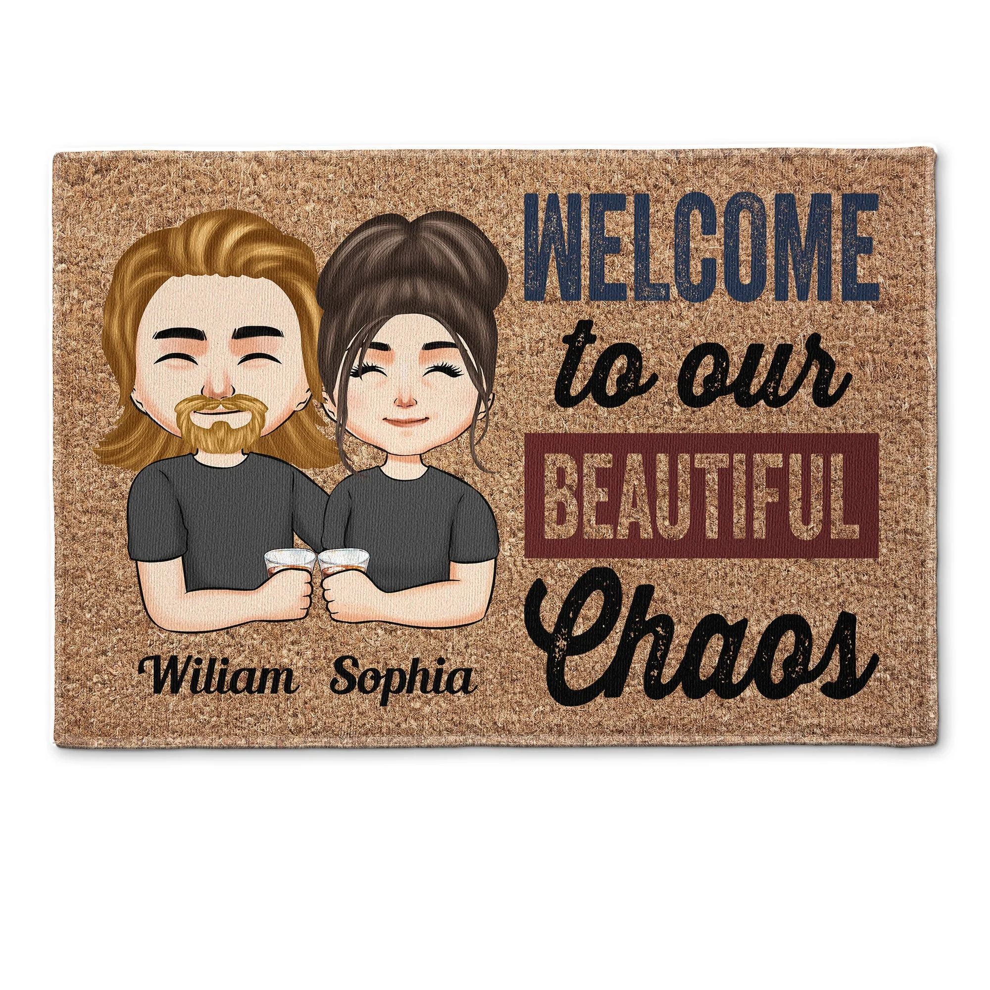 Welcome To Our Beatiful Chaos - Personalized Doormat - Welcome Mat, Funny Gift For Family