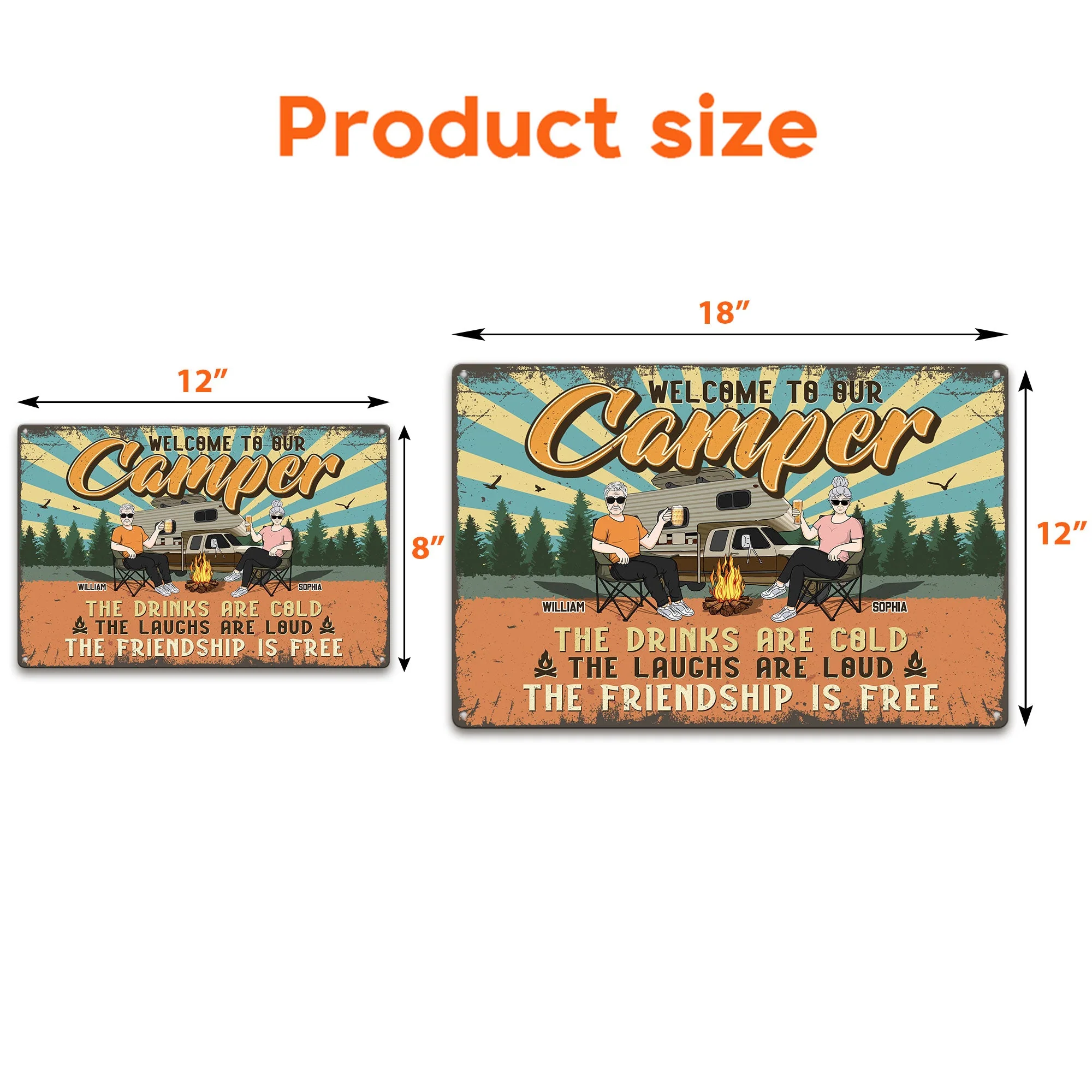 Welcome To Our Camper - Personalized Metal Sign - Image 3