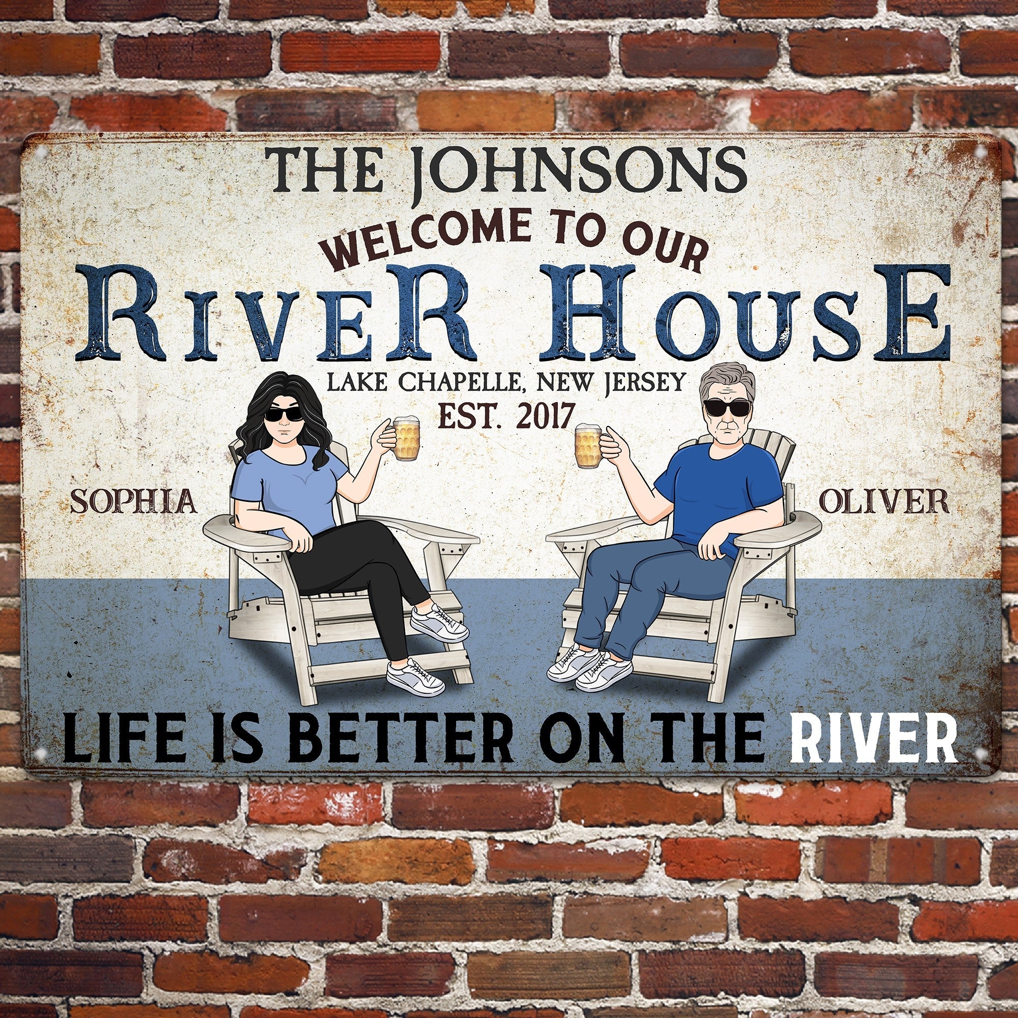 Welcome To Our River House - Personalized Metal Sign - Image 3