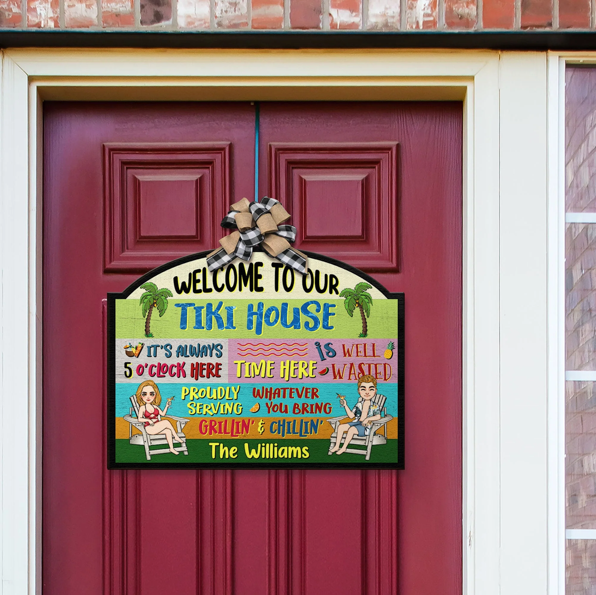 Welcome To Our Tiki House - Personalized Custom Shaped Wood Sign - Image 3