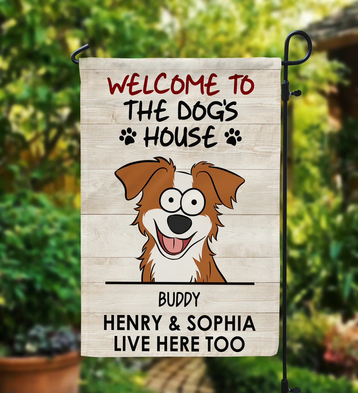 Welcome To The Dog's House - Personalized Garden Flag - Image 3