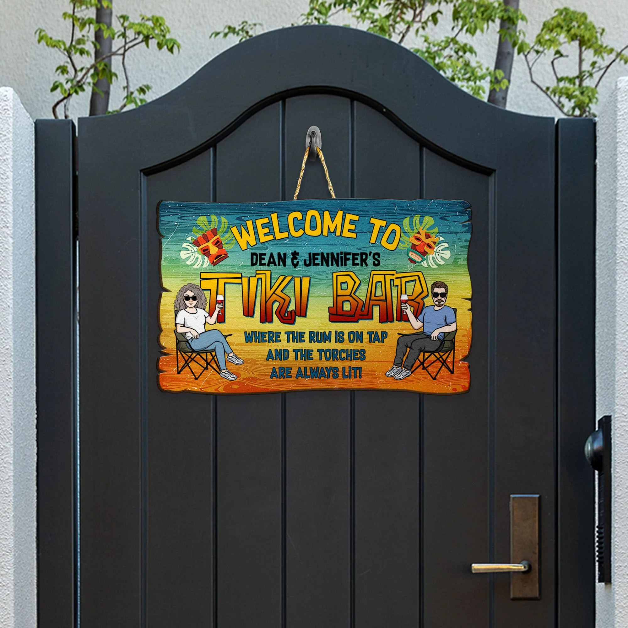 Welcome To Tiki Bar The Torches Are Always Lit - Personalized Custom Shaped Wood Sign - Image 2