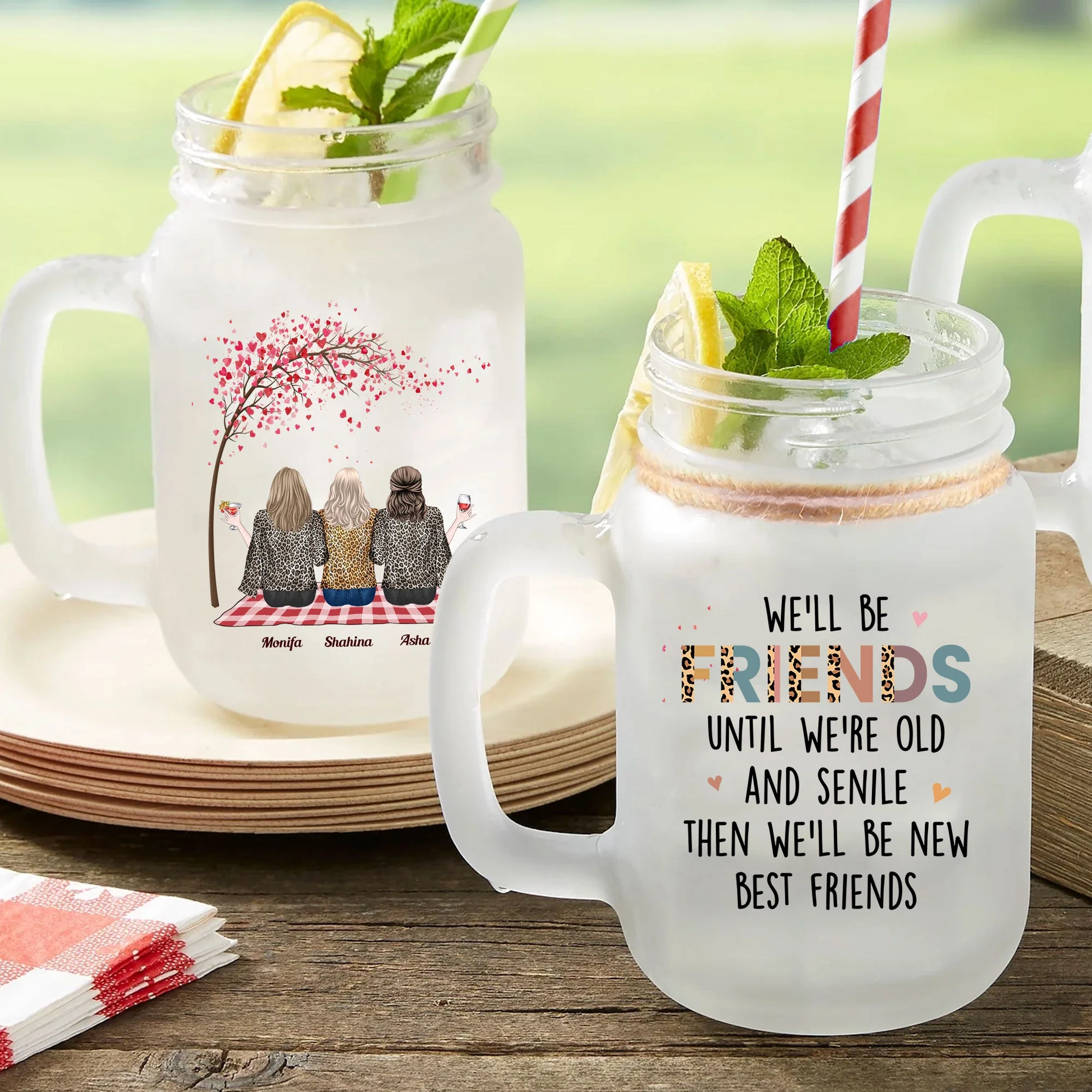 We'll Be Friends Until We're Old - Personalized Mason Jar Cup With Straw - Image 3