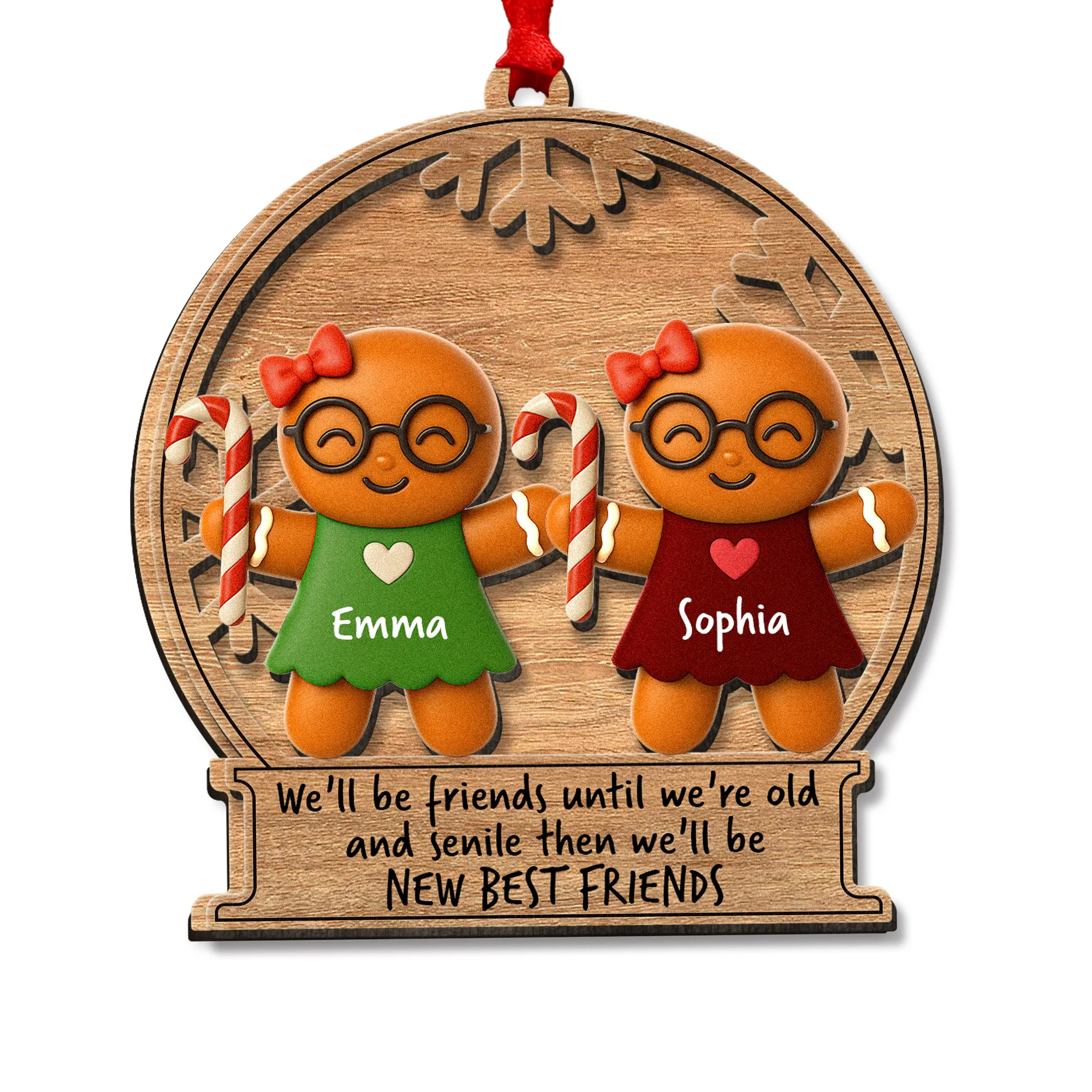 We'll Be Friends Until We're Old - Personalized Wooden Ornament - Image 4