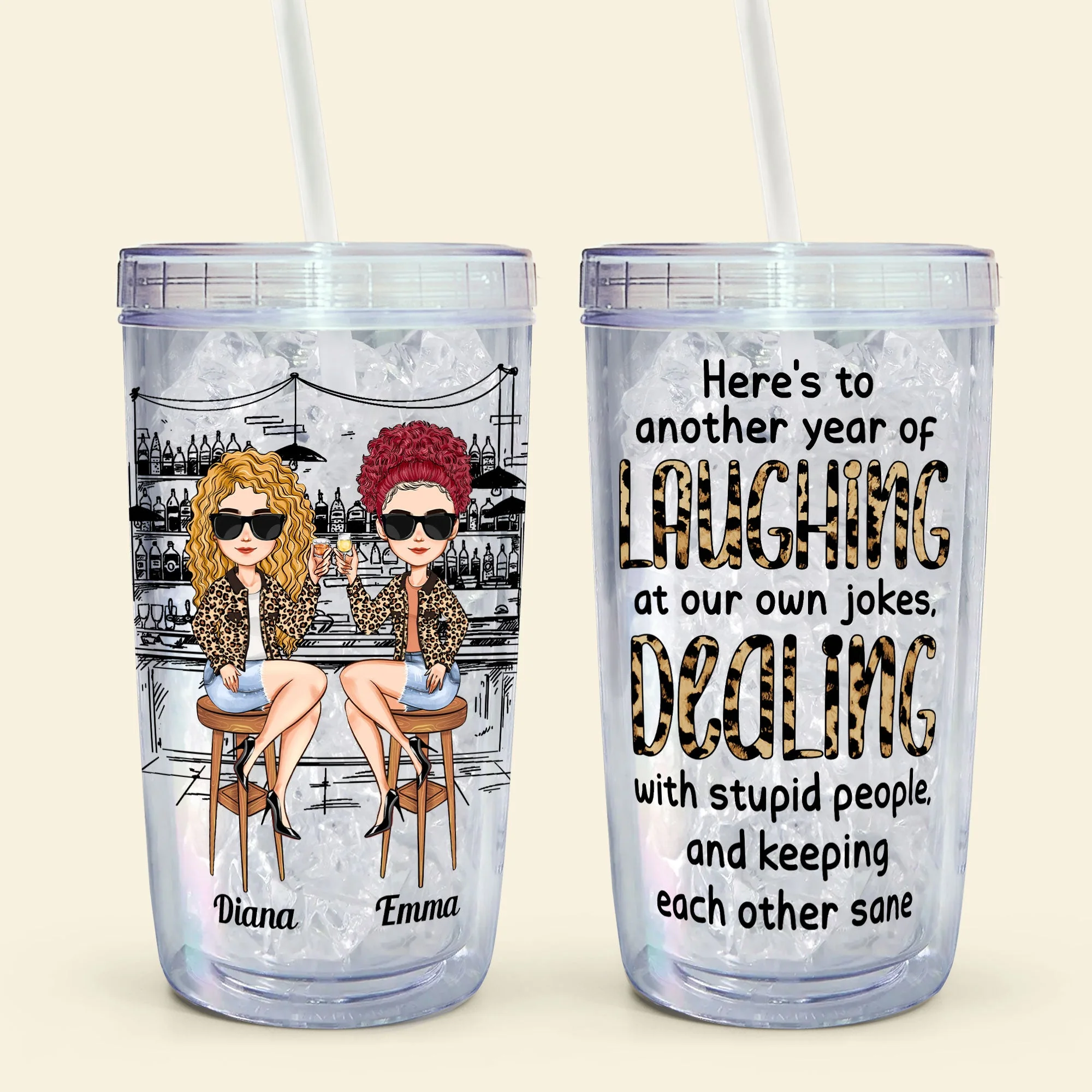 We'll Be New Besties - Personalized Acrylic Tumbler With Straw - Image 6