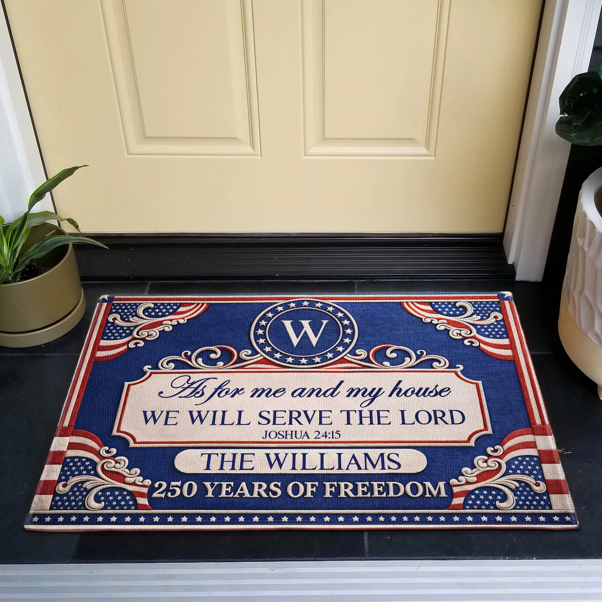 We'll Serve The Lord - 250 Years Of Freedom - Personalized Doormat - Image 2