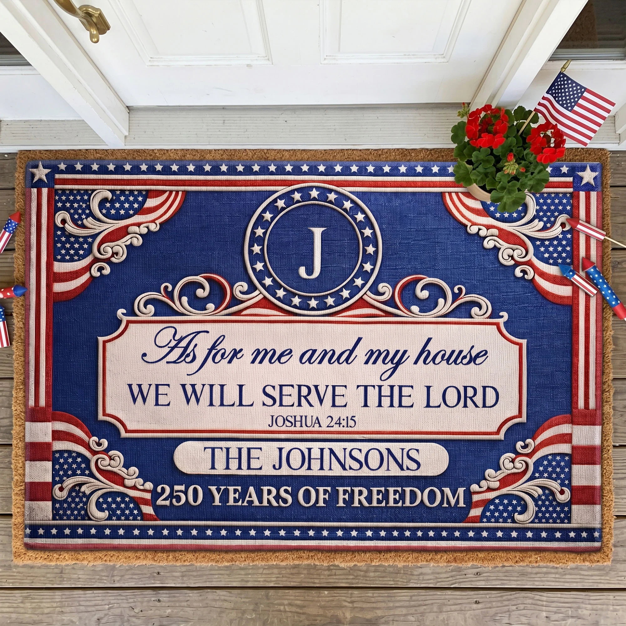 We'll Serve The Lord - 250 Years Of Freedom - Personalized Doormat - Image 3