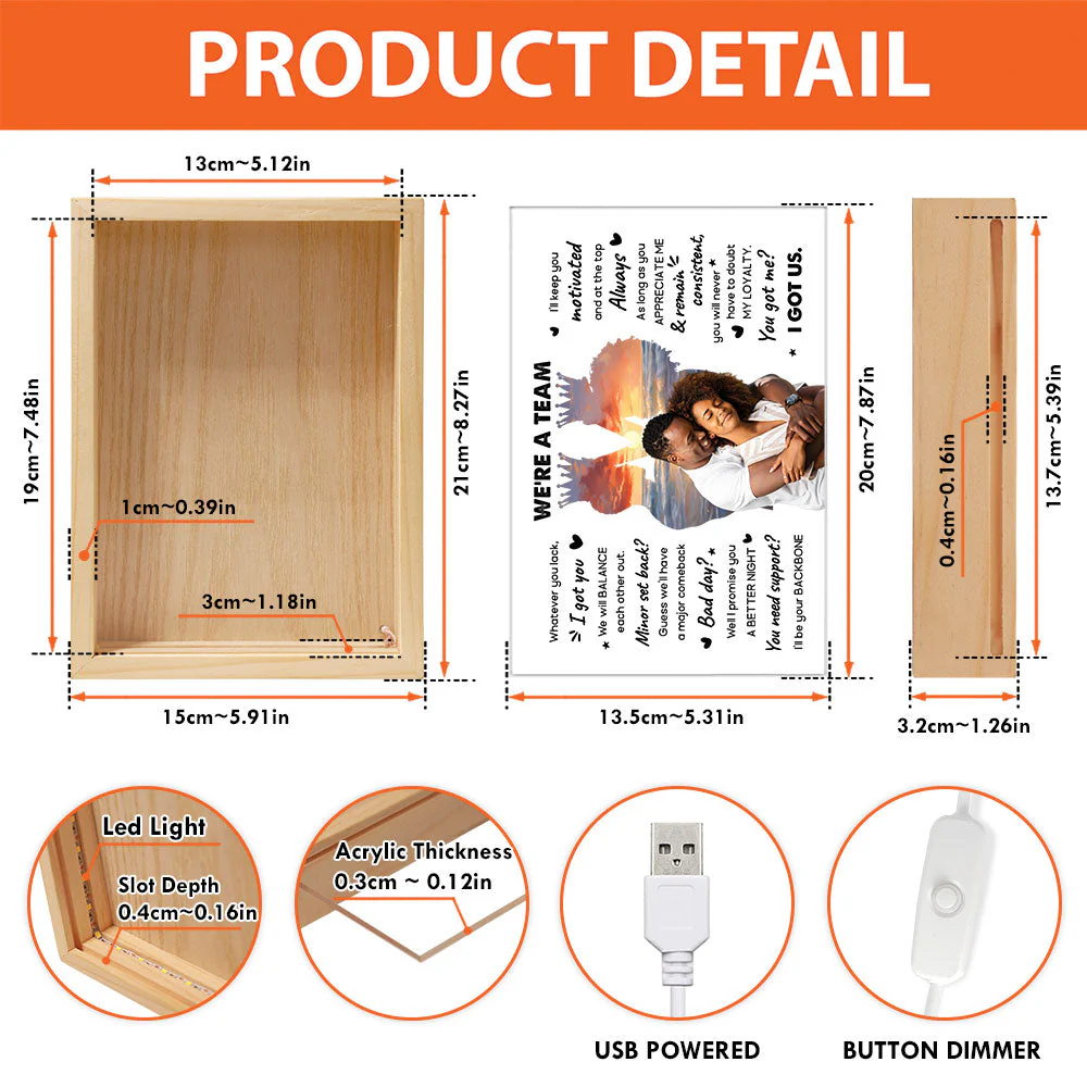 We're A Team Anniversary Gift - Personalized Photo Frame Light Box - Image 5