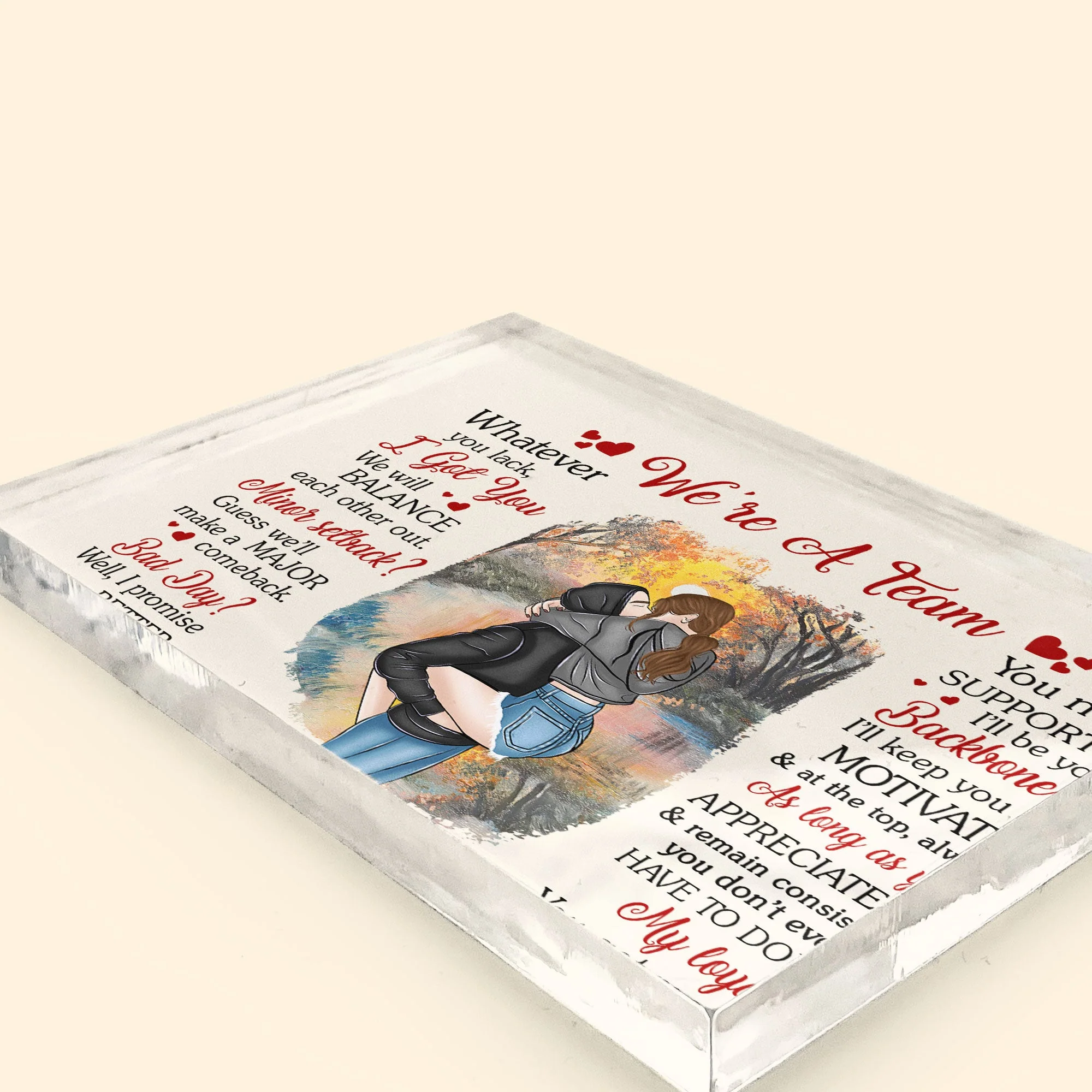 We're A Team - Personalized Rectangle Acrylic Plaque - Image 3
