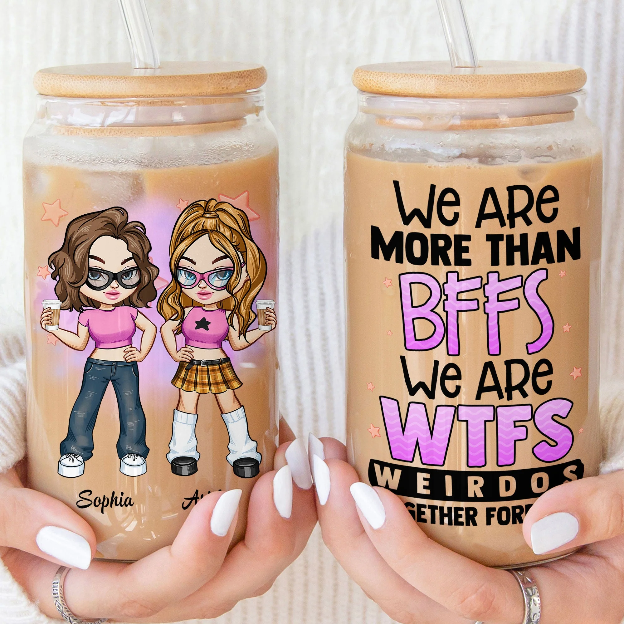 We're More Than BFFS - Personalized Clear Glass Cup - Image 2