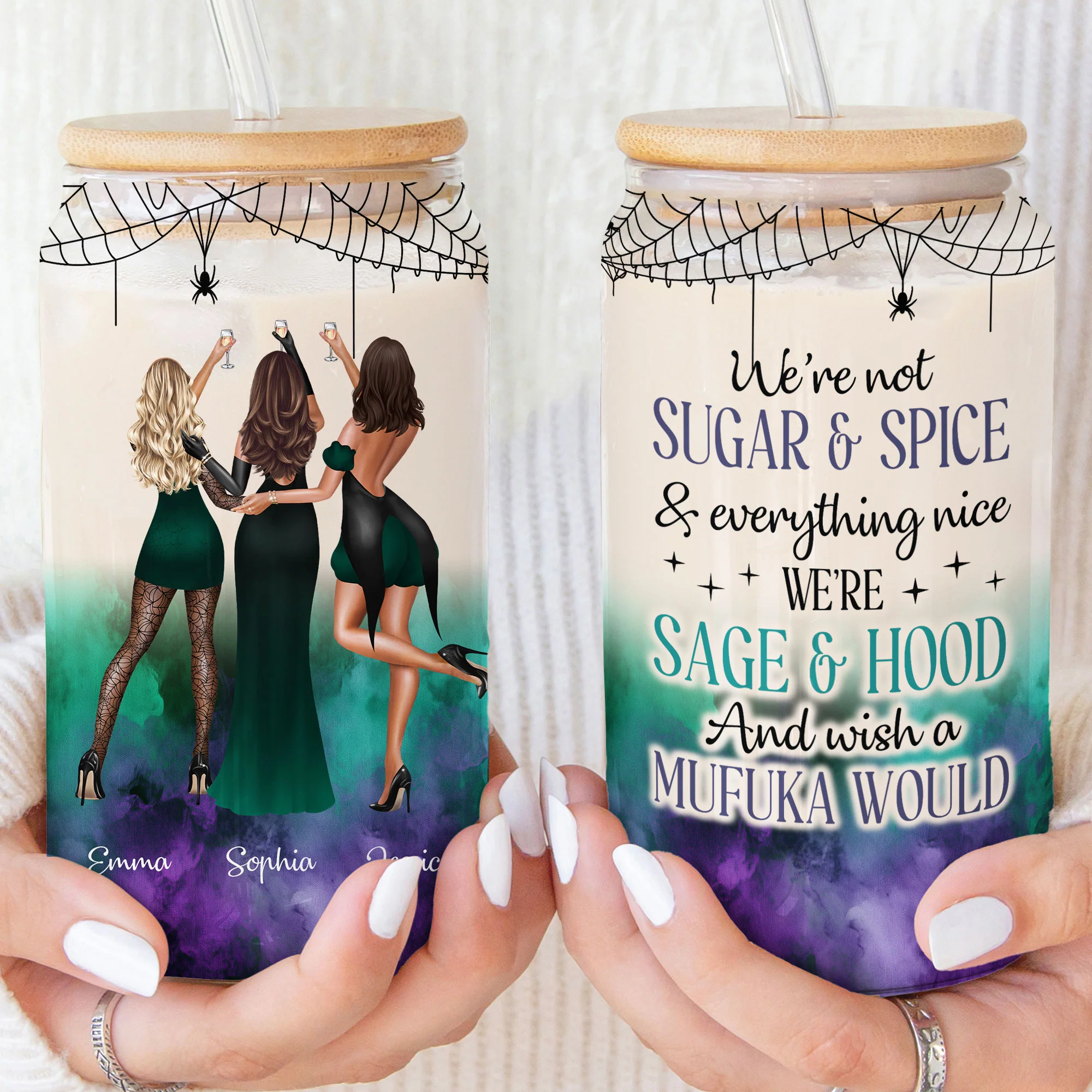 We're Not Sugar & Spice - Personalized Clear Glass Cup - Image 2