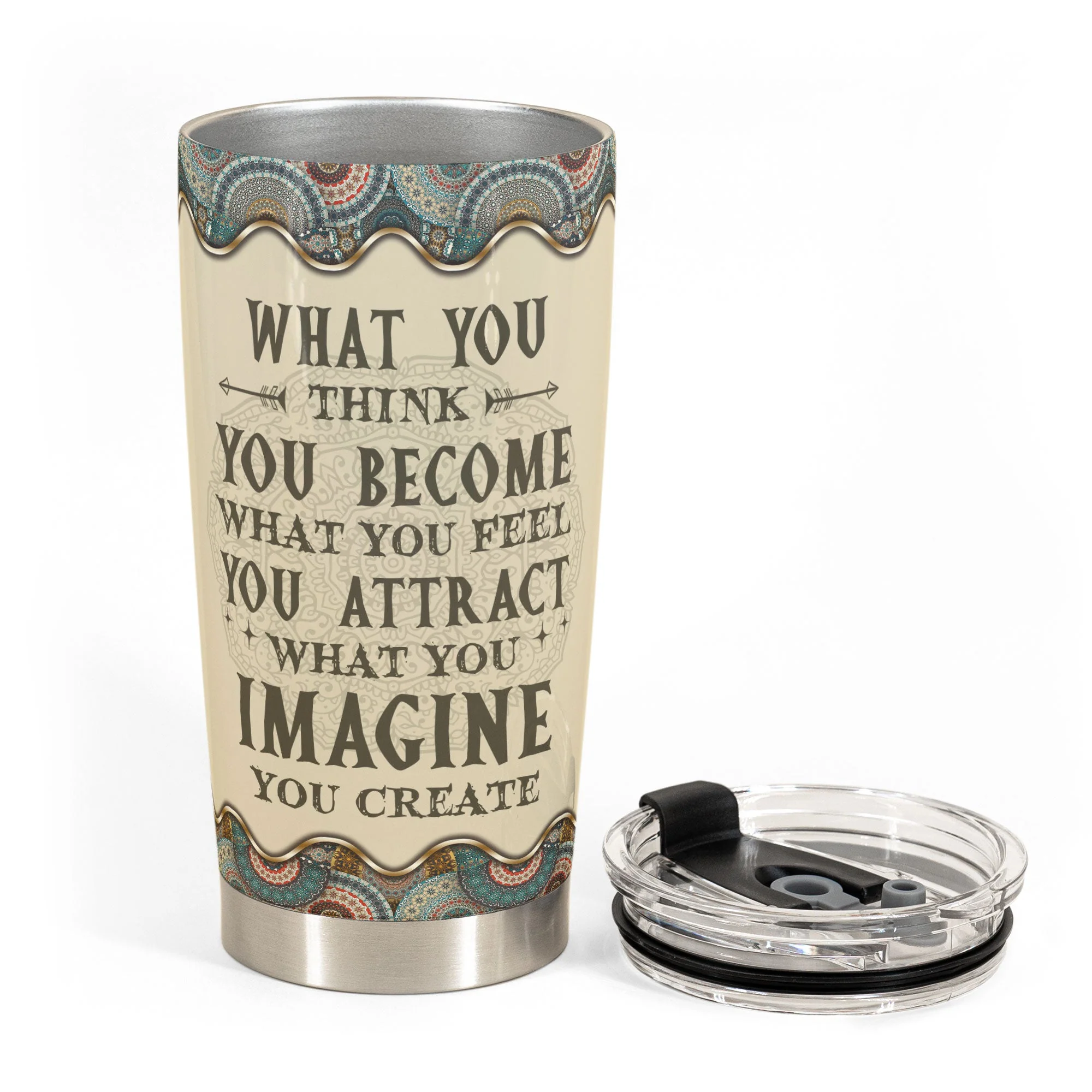 What You Think You Become What You Feel You Attract - Personalized Tumbler Cup - Gift For Yoga Lover - Image 3