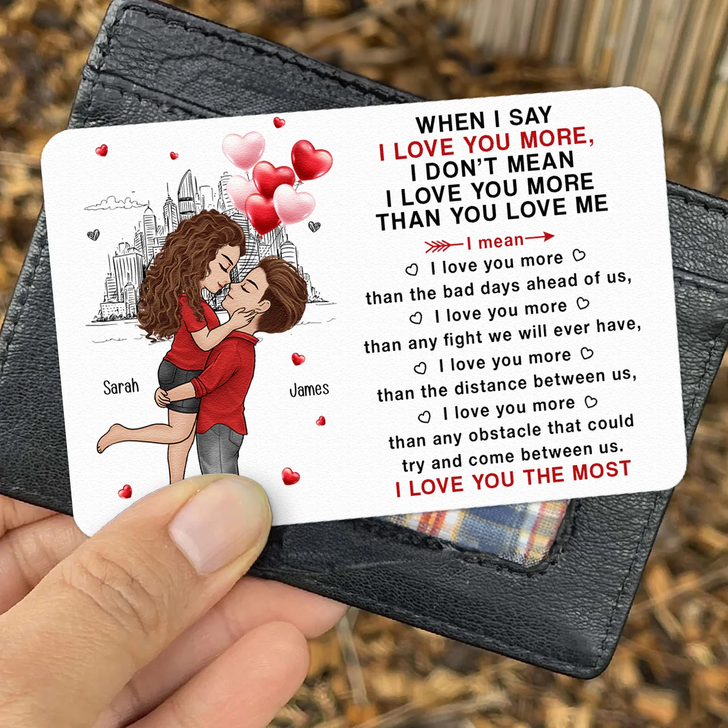 When I Say I Love You More Gift For Husband, Boyfriend, Gift For Him - Personalized Wallet Card - Image 3
